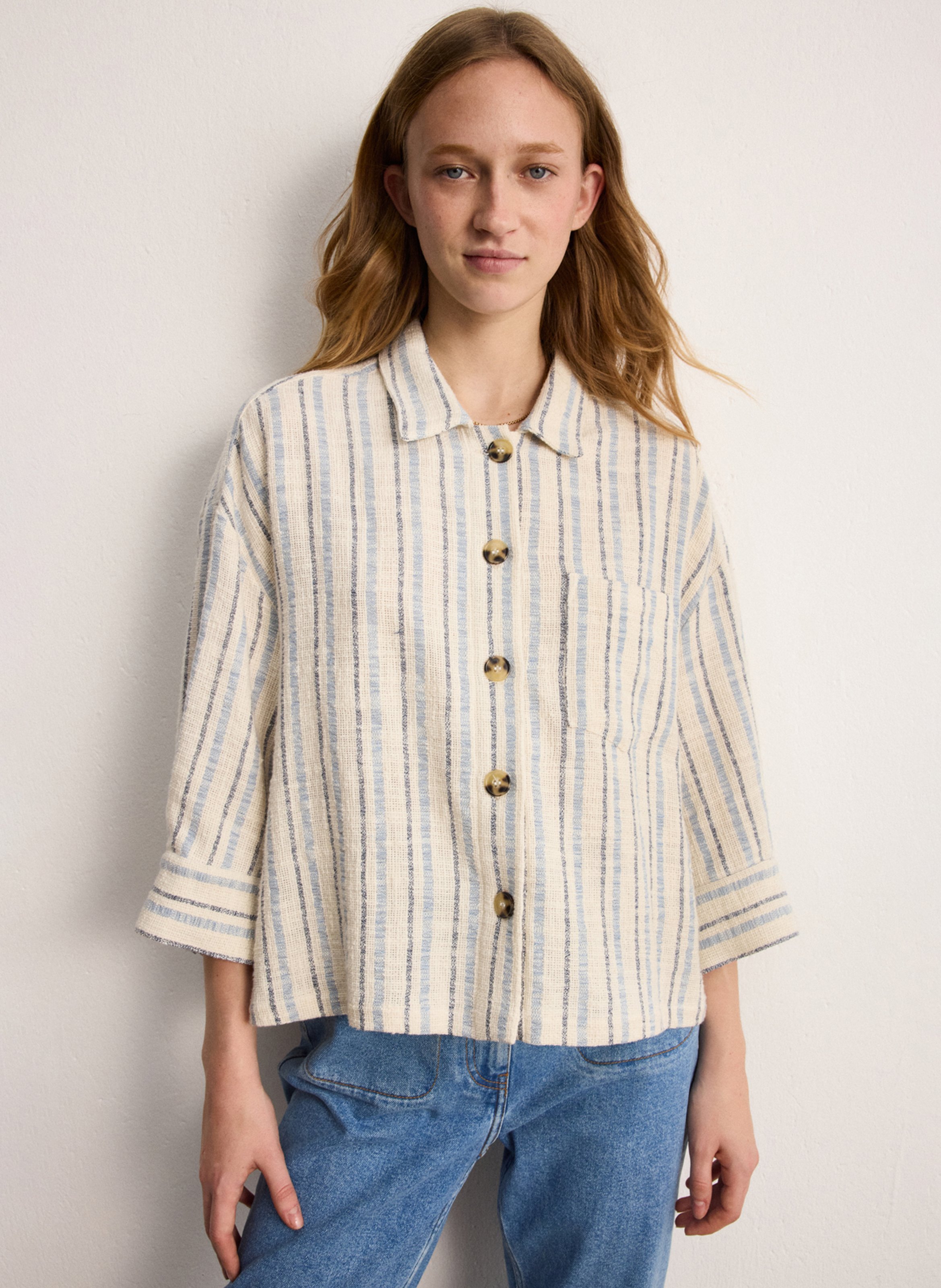 Loose-fit cotton-blend overshirt PABLO Blue