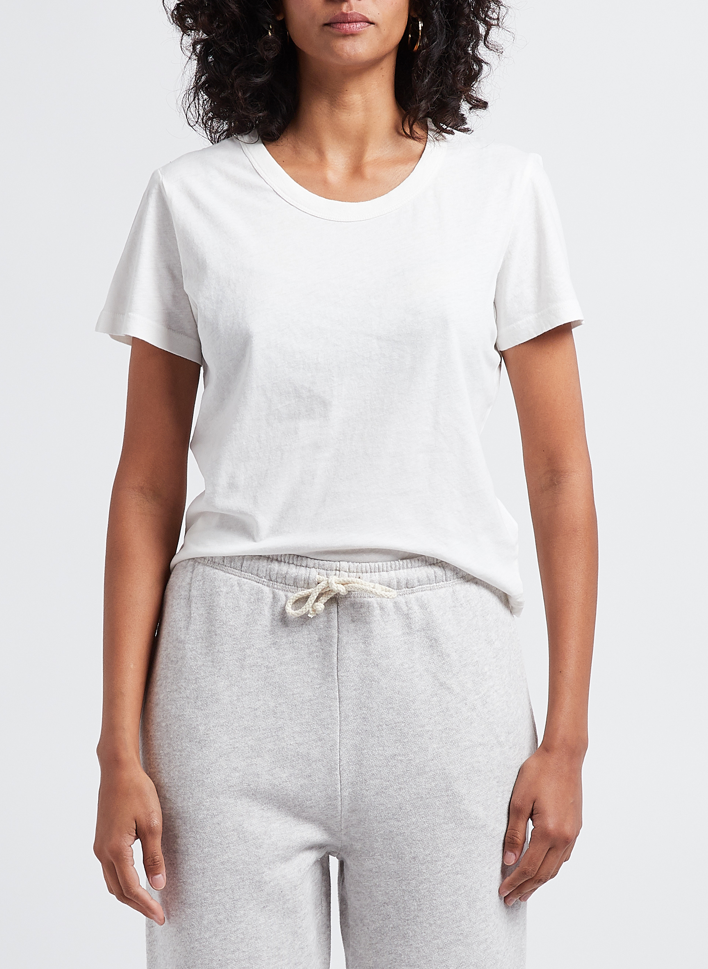 Kurzes Rundhals-T-Shirt aus Baumwolle AMERICAN VINTAGE Weiss