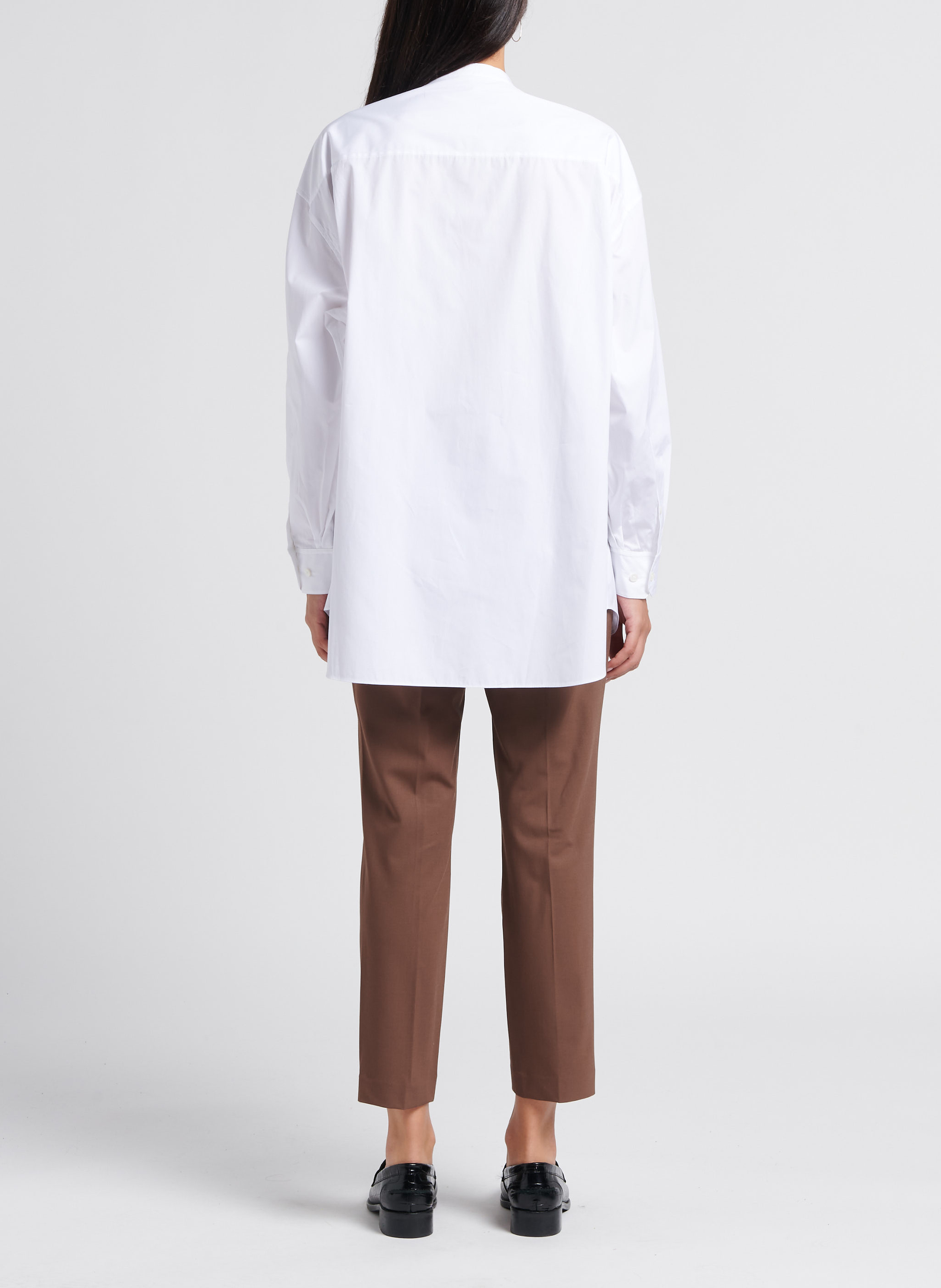 Loose-fit cotton shirt with mandarin collar THEORY White