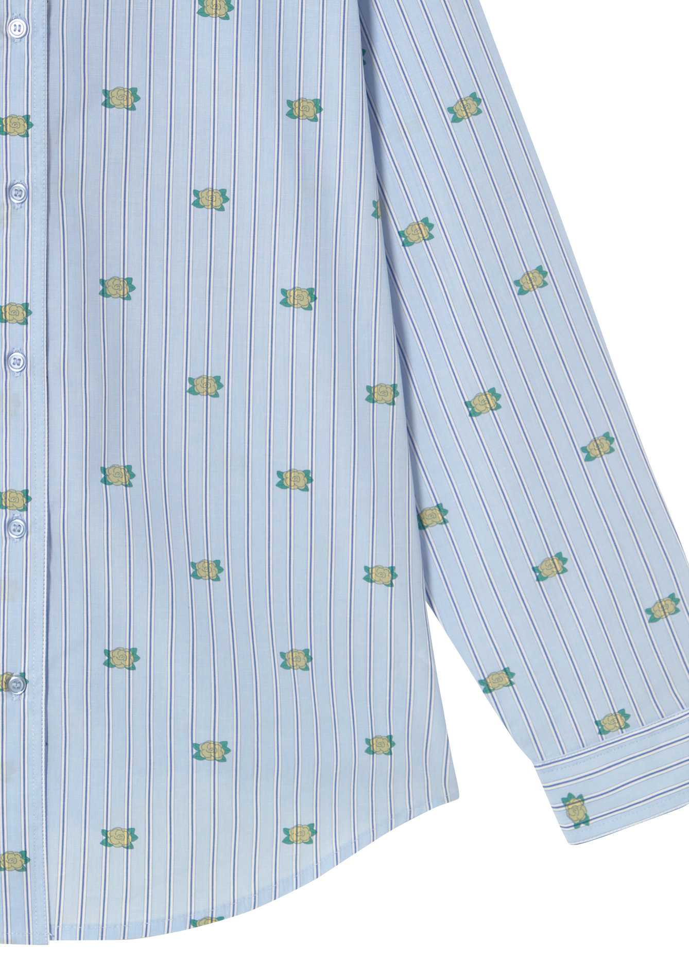 Loose fit shirt with classic collar, stripes, and floral pattern in cotton THE TINY BIG SISTER Blue