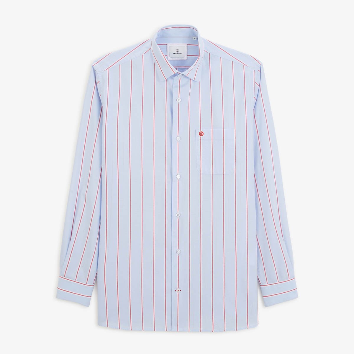 Striped long-sleeve oxford cotton shirt SERGE BLANCO Blue