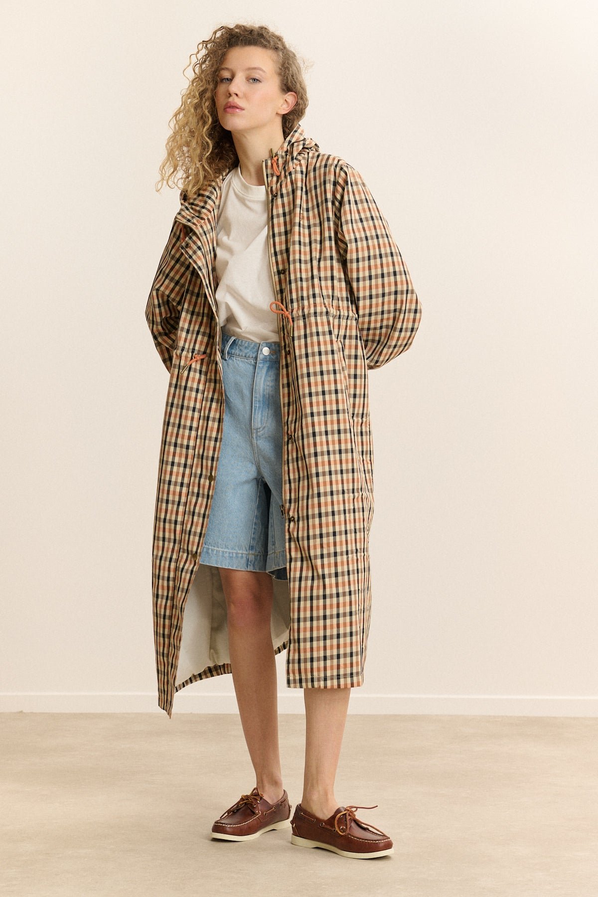 Waterproof checkered trench coat GARANCE PARIS Beige