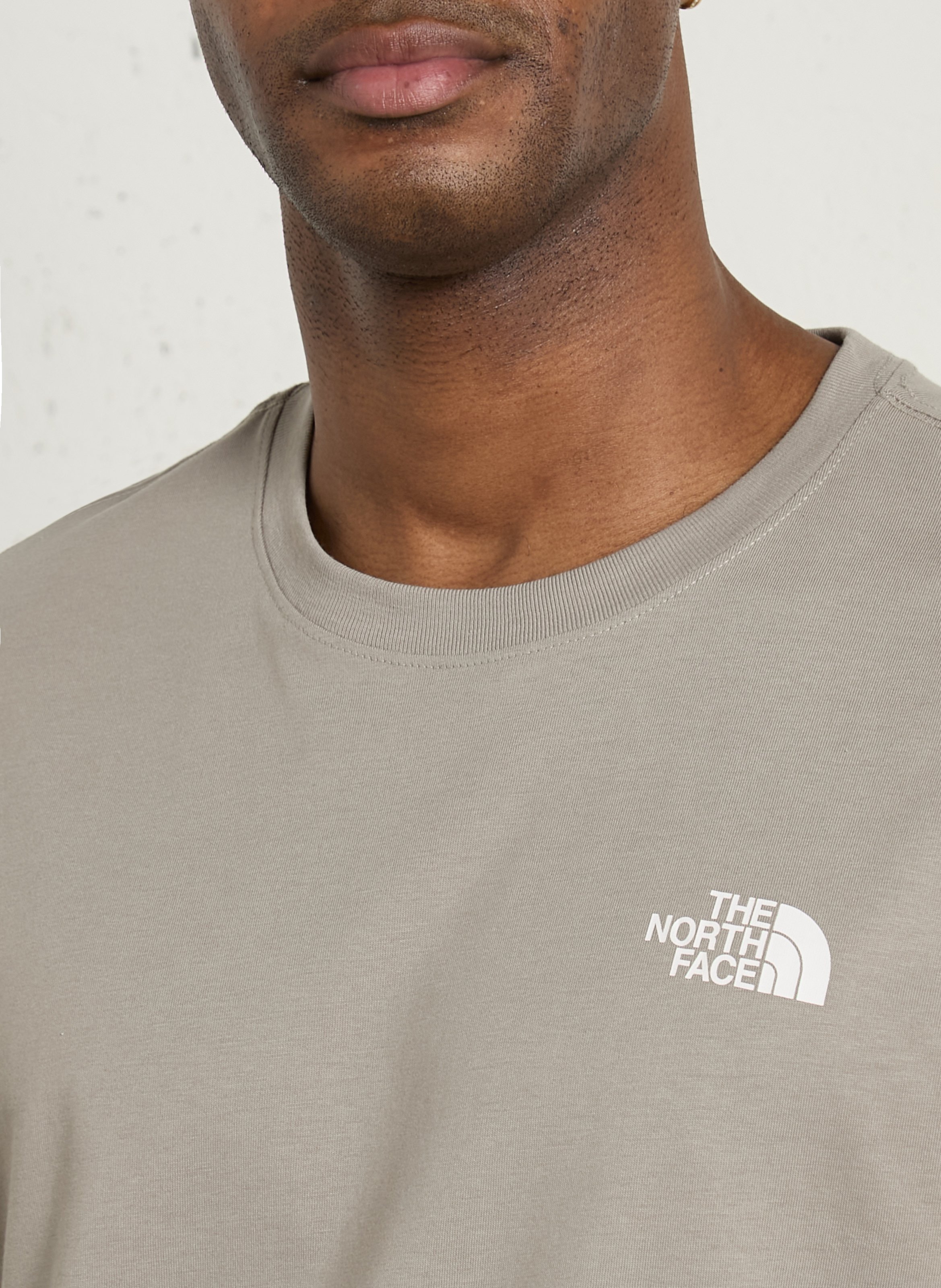 Straight round-neck cotton T-shirt with screen print THE NORTH FACE Grey