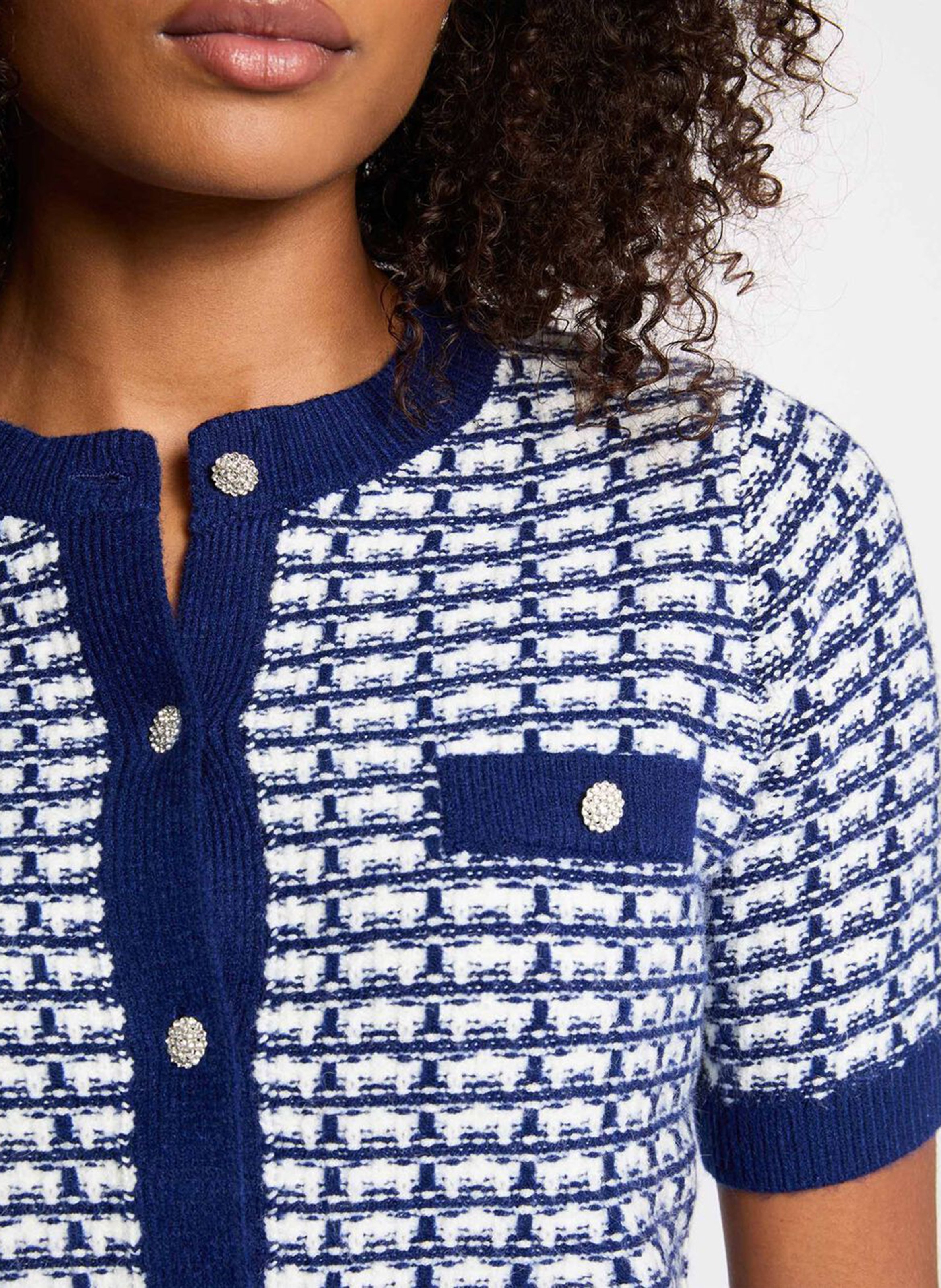Short buttoned cardigan with pattern MORGAN Blue