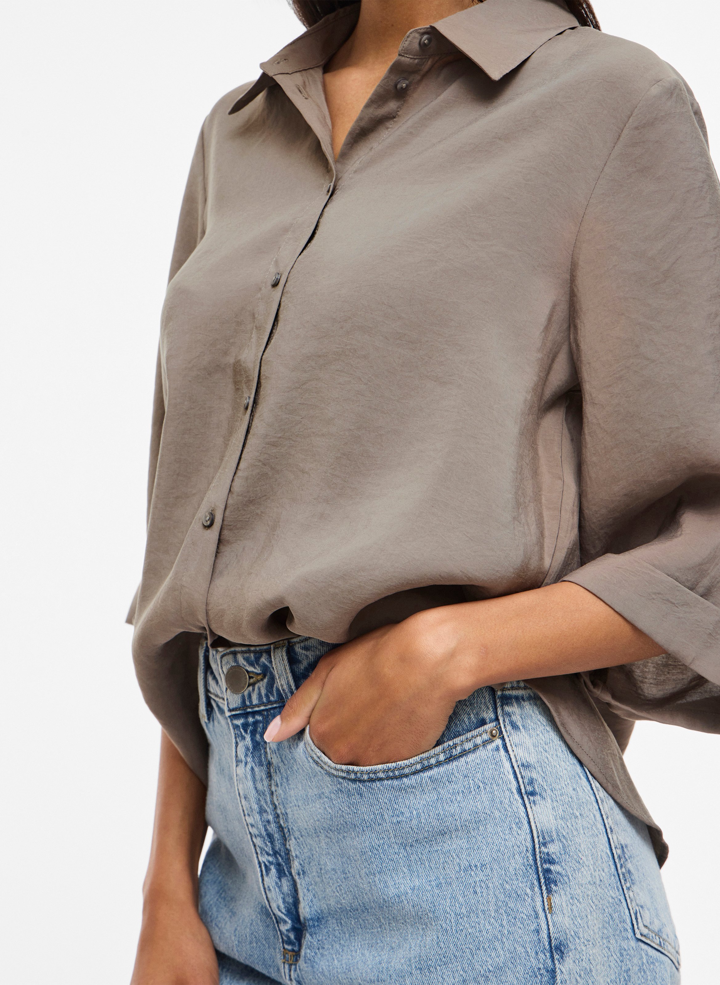 Oversized shirt VILA Brown