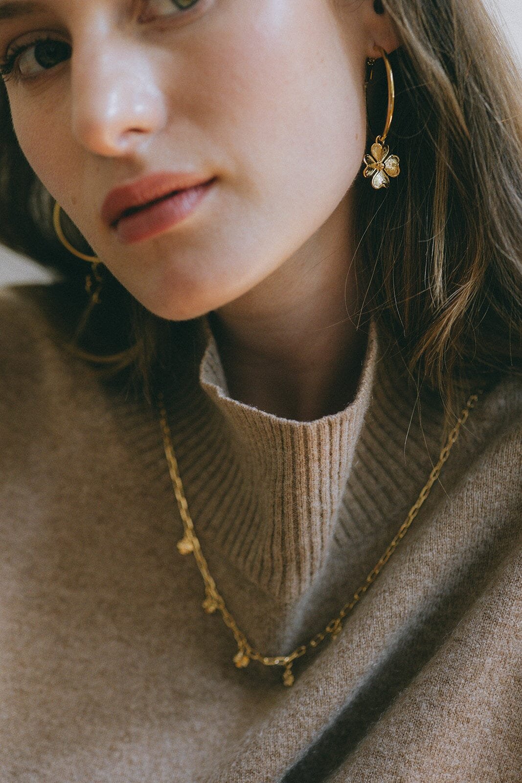 Small silver-plated clover hoop earrings MONSIEUR SIMONE Silver