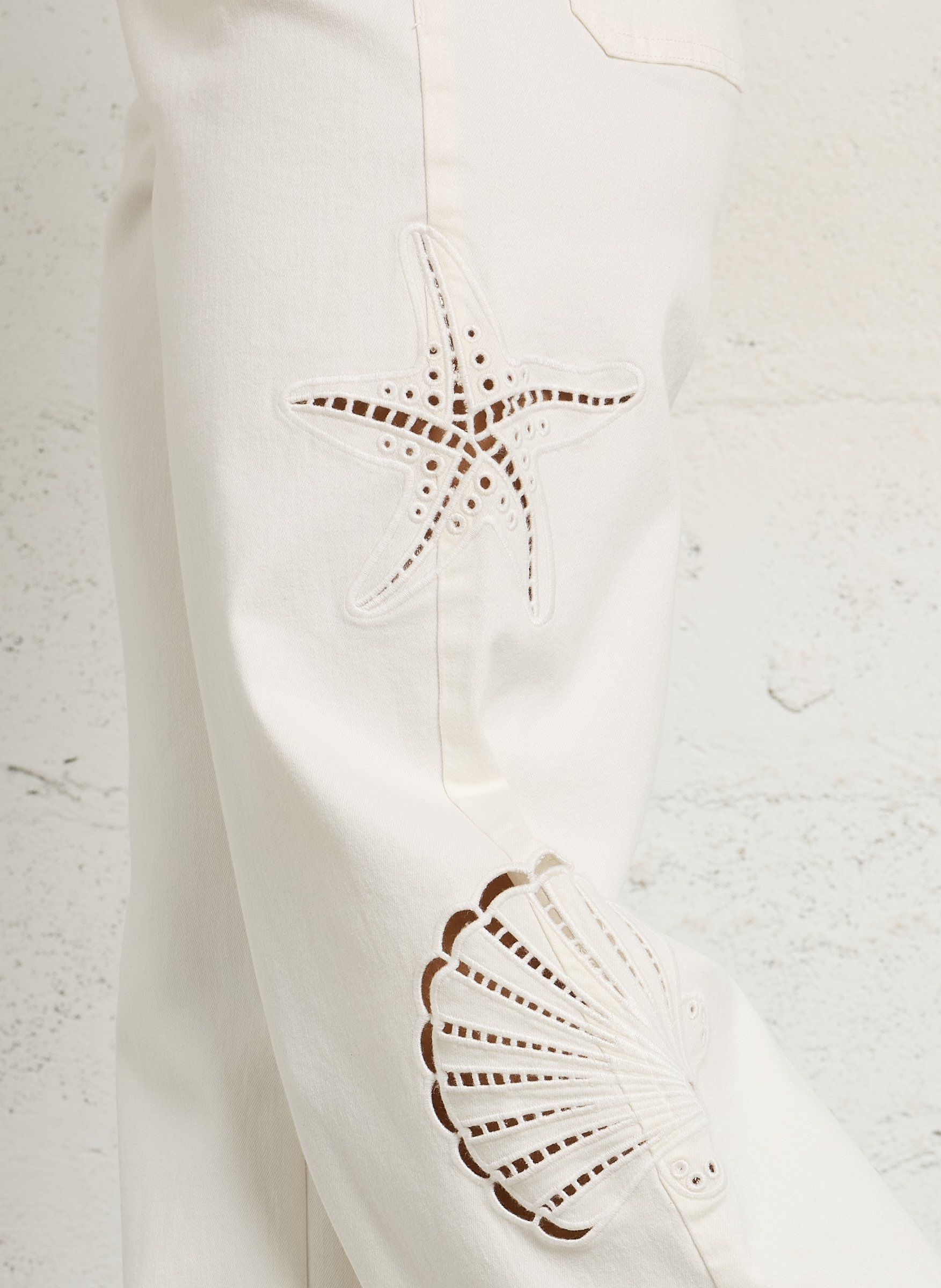 High-rise straight cotton-blend jeans LA PETITE ETOILE Beige