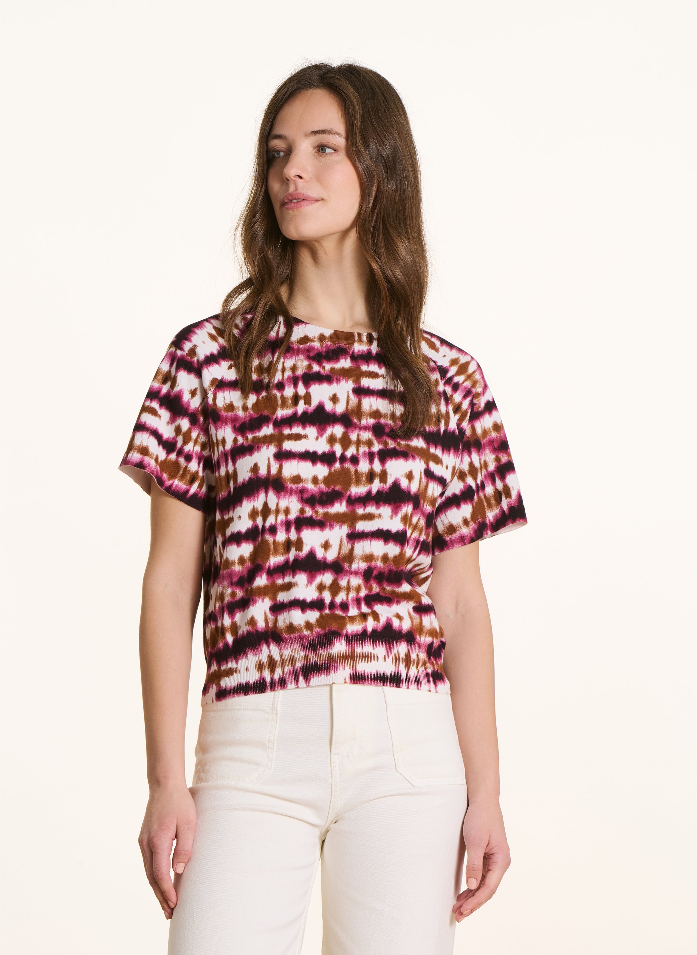 Tee-shirt imprimé col rond LA FEE MARABOUTEE Multicolore