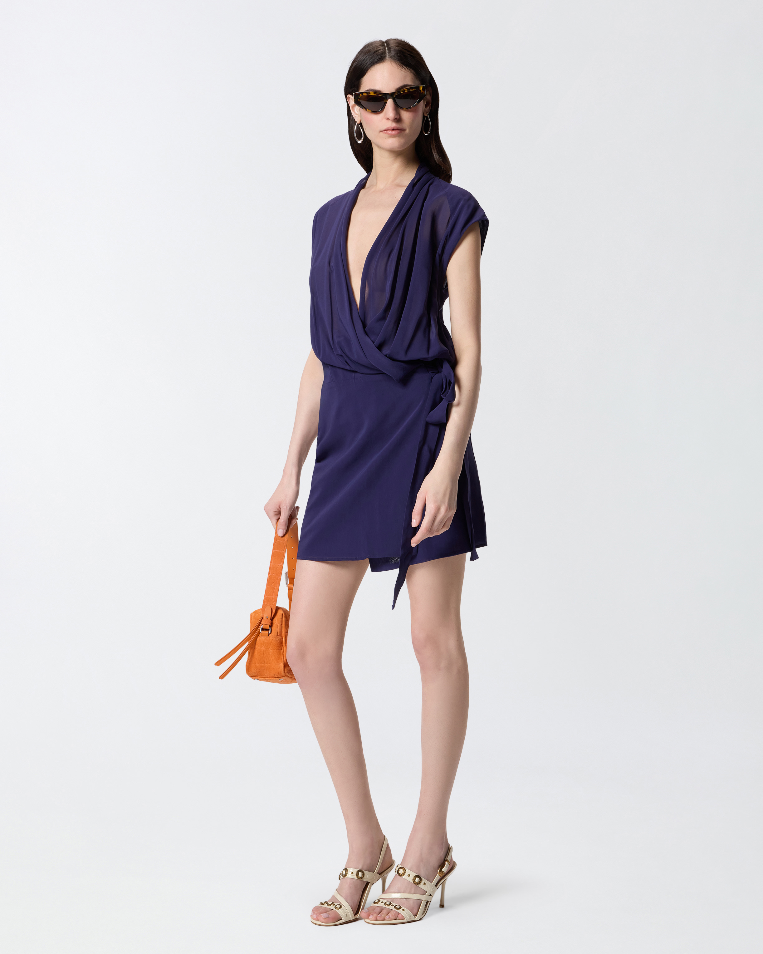 Robe portefeuille courte avec détails transparents PINKO Violet