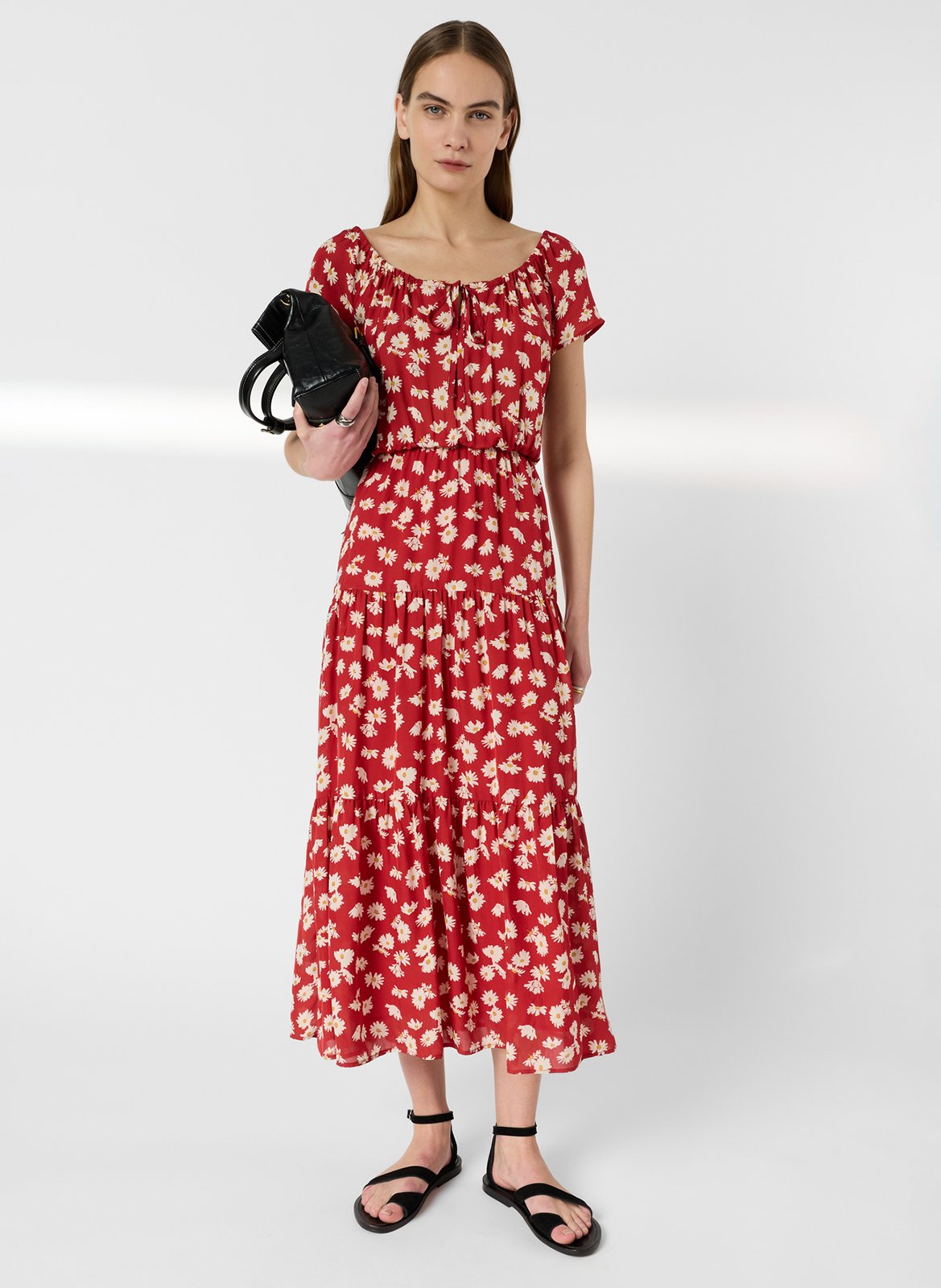 Robe longue ample col rond imprimé GERARD DAREL Rouge