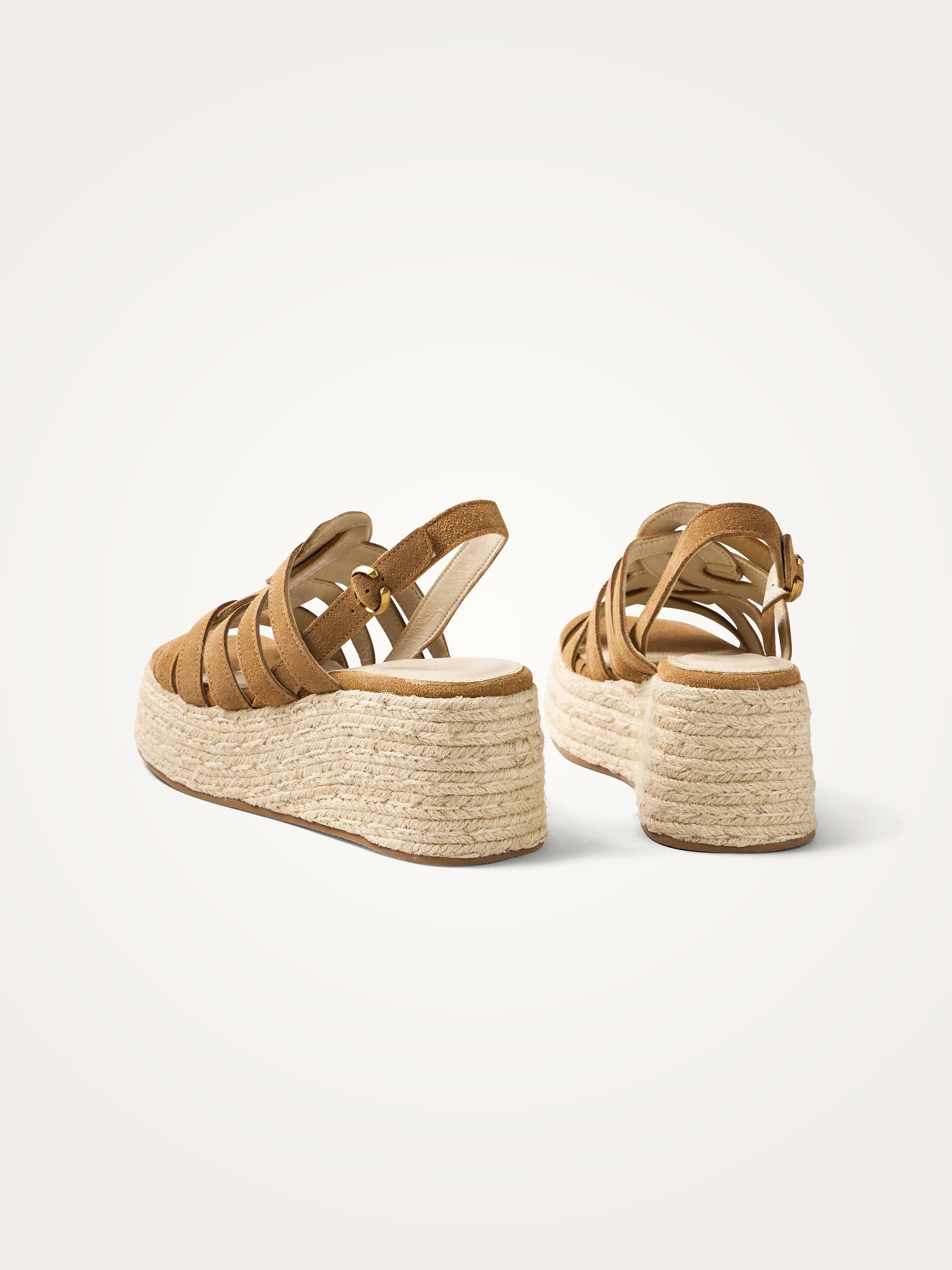 Suede multi-strap platform sandals with buckle VANESSA WU Brown