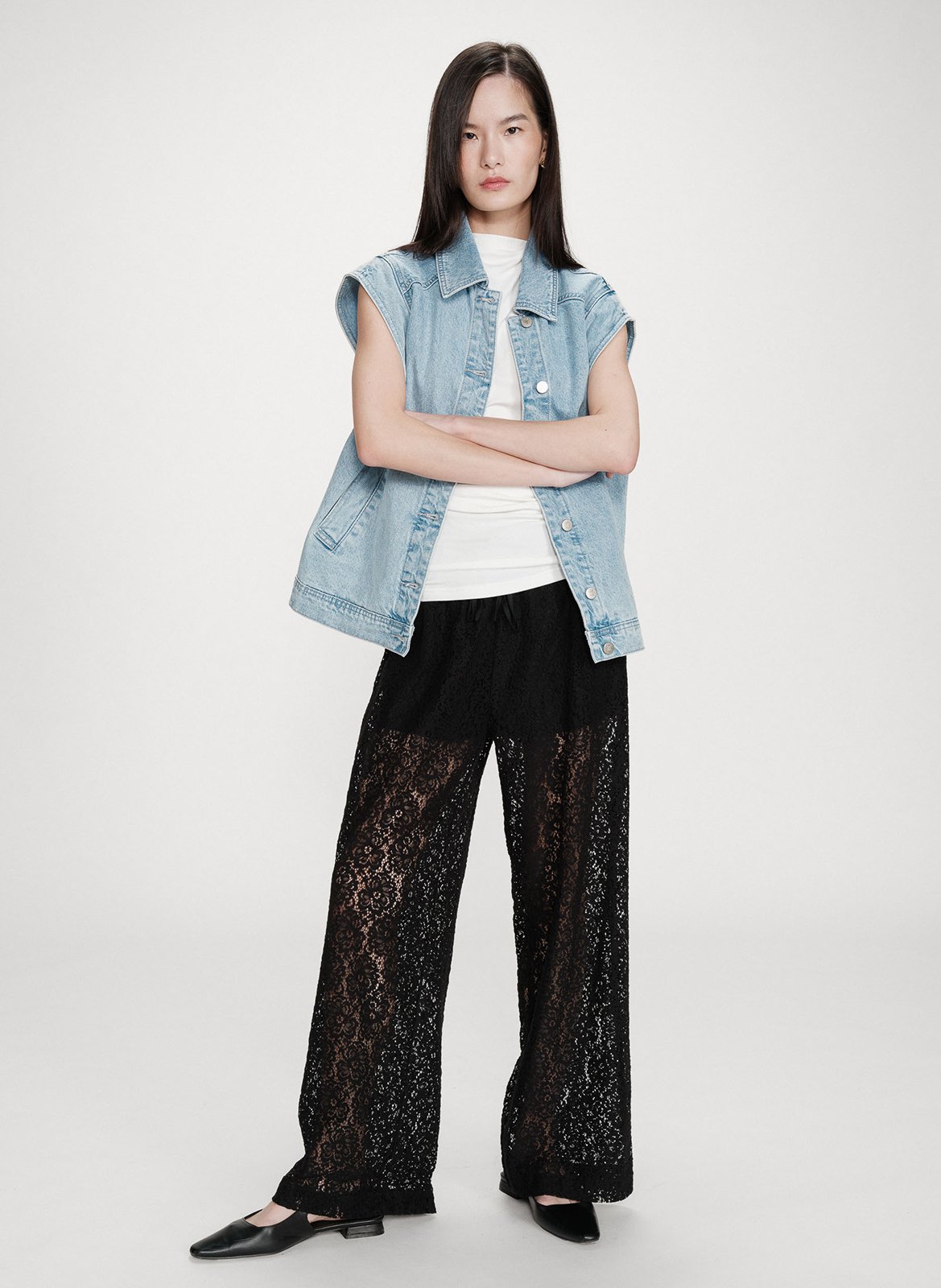 Pantalon ample en dentelle GRACE ET MILA Noir