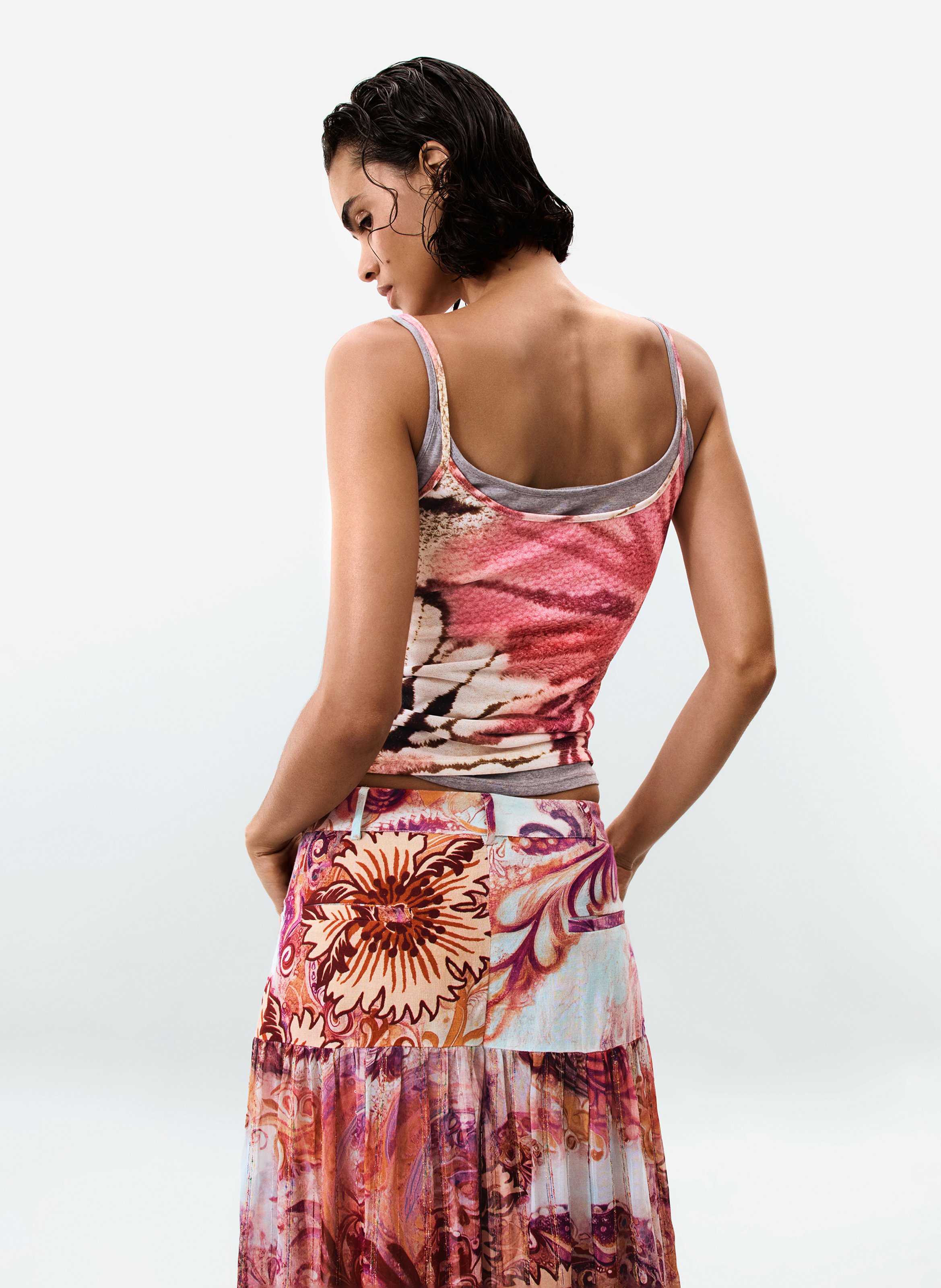 Fitted printed tank top DESIGUAL Multicolored