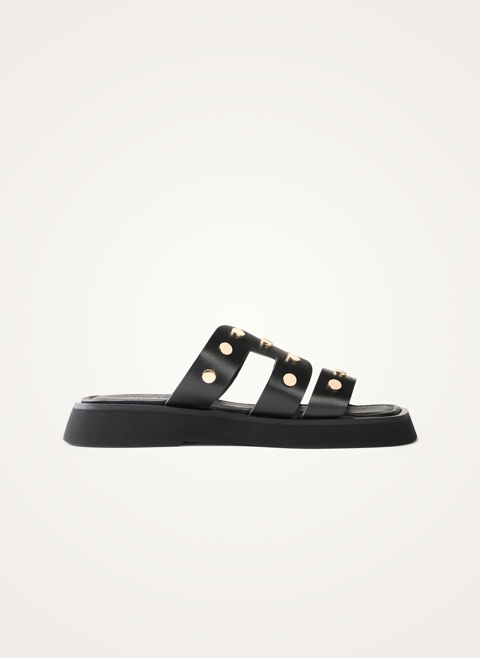 Flat leather mules with studded straps VANESSA WU