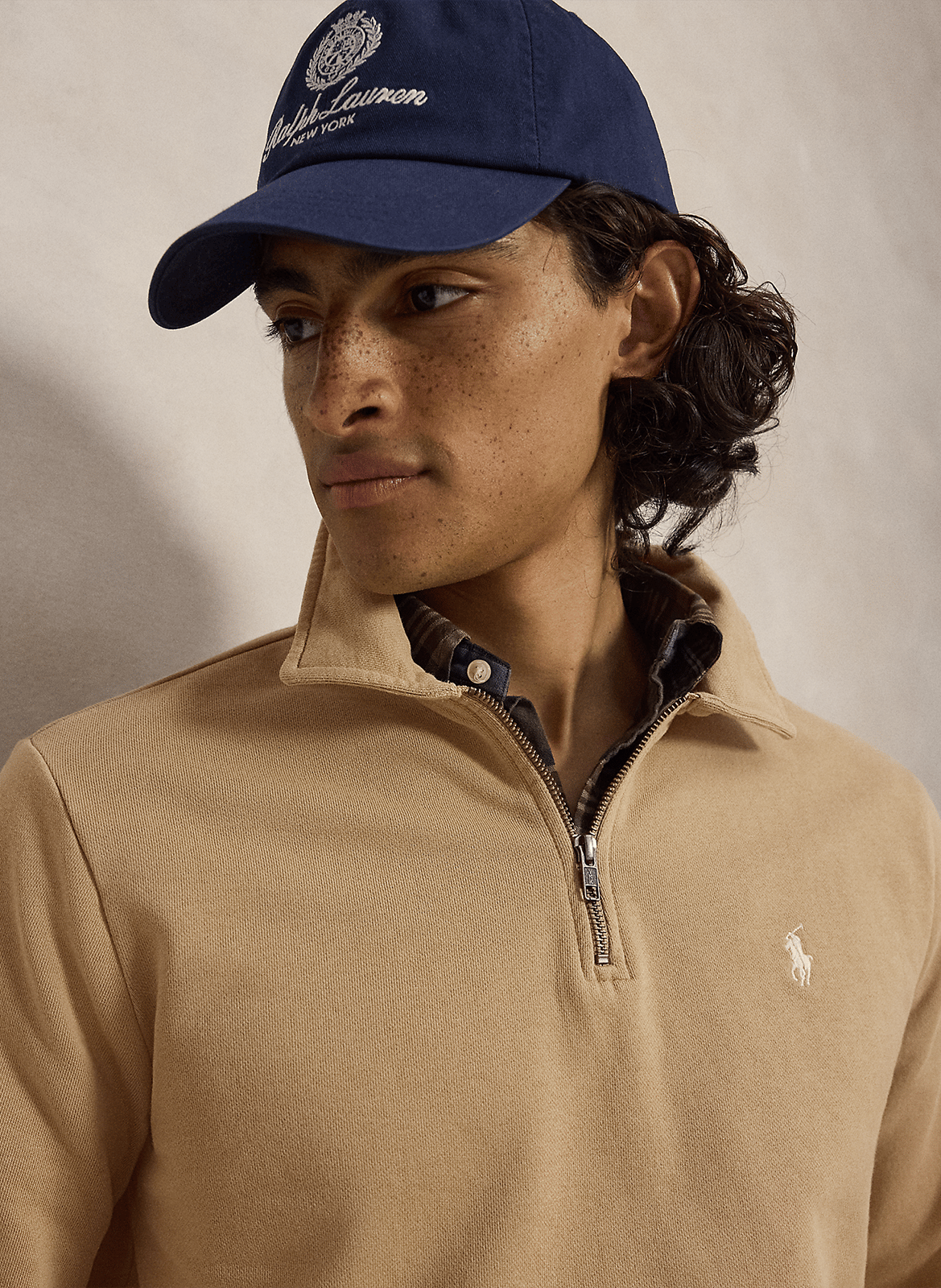 Straight fit classic collar cotton shirt POLO RALPH LAUREN Beige