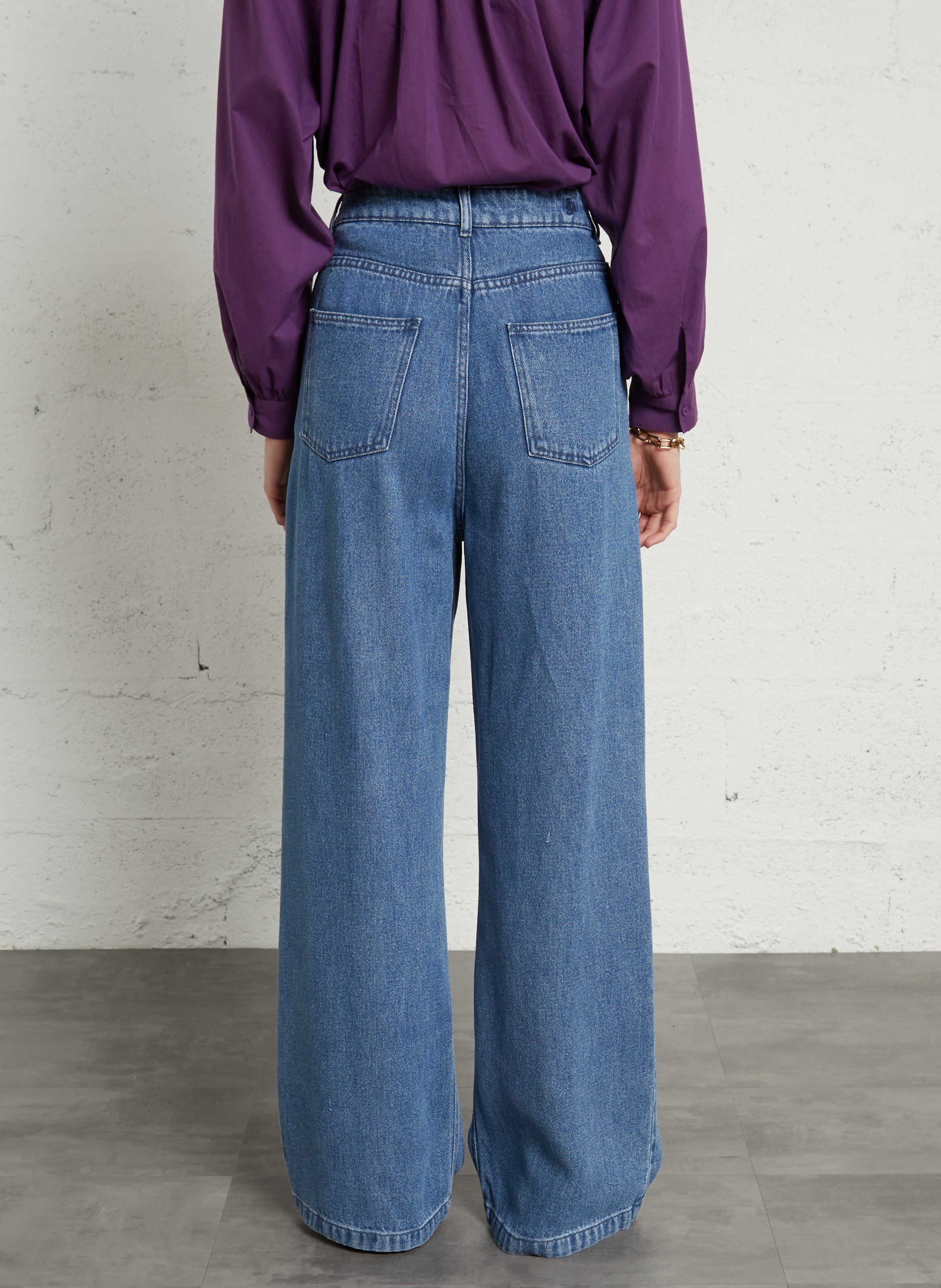 Soft wide-leg denim trousers THE NEW SOCIETY Blue