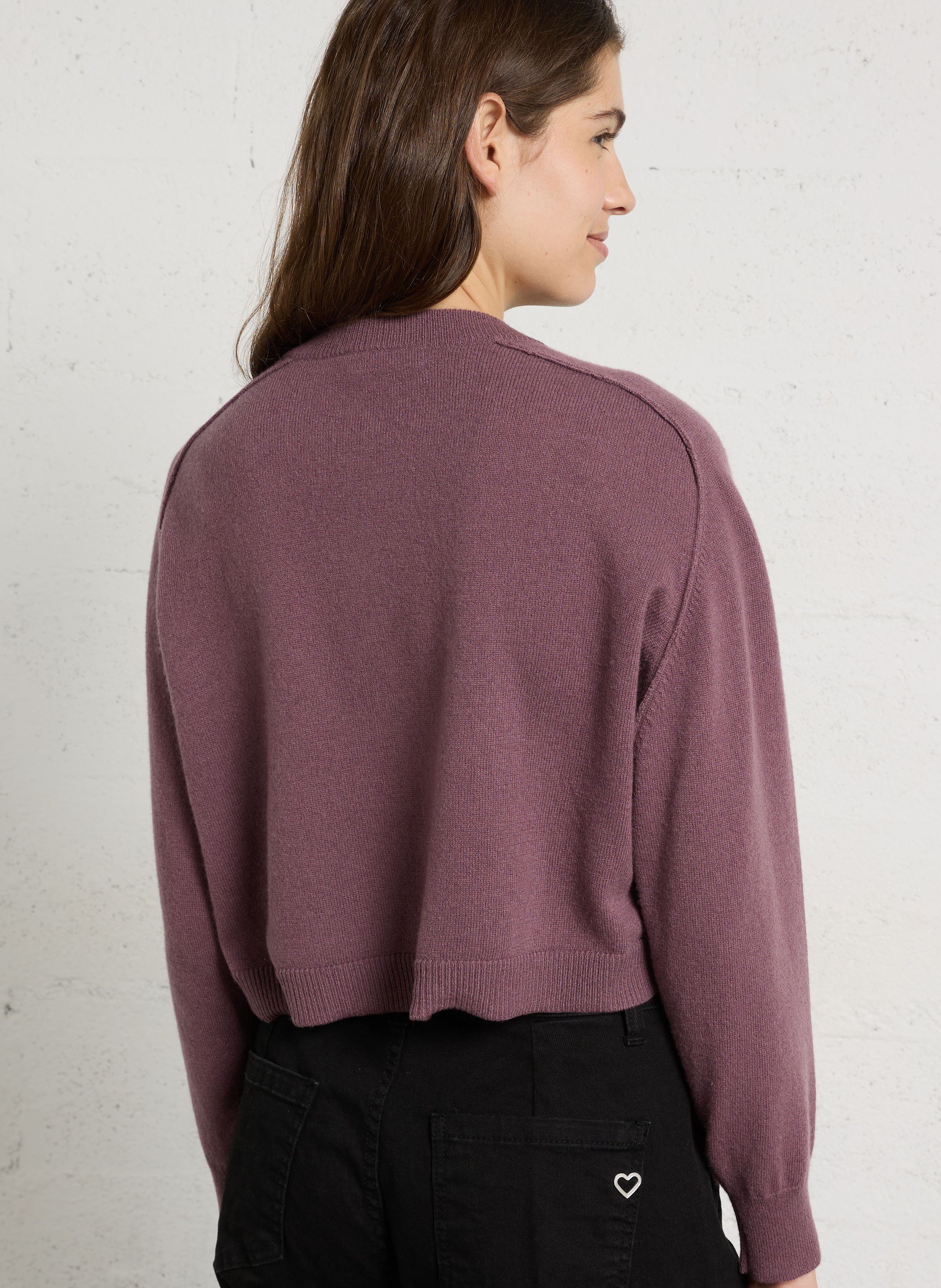 Long-sleeve cashmere cardigan MAJESTIC FILATURES Plums