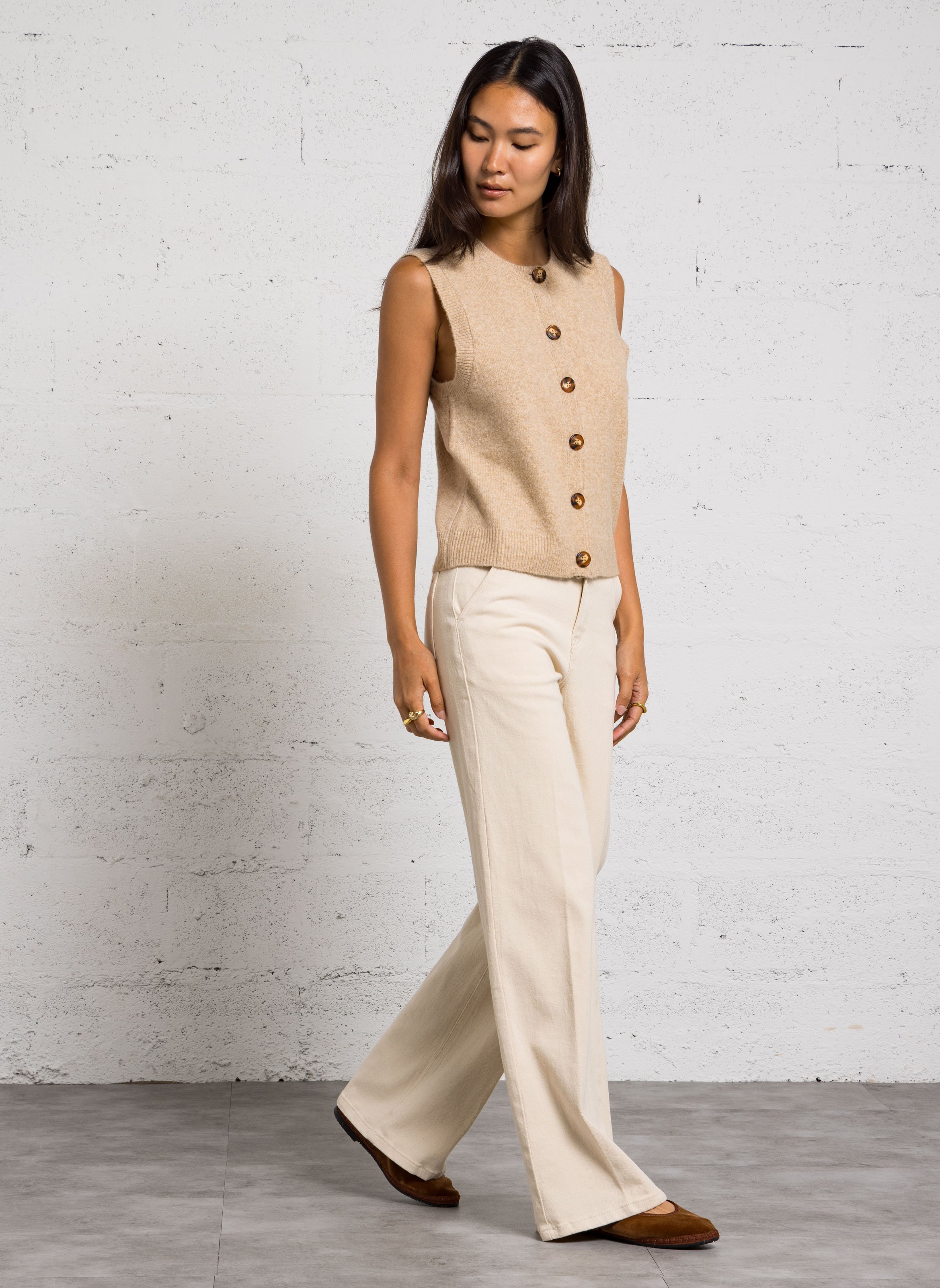 Recht vest met ronde hals LA PETITE ETOILE Beige
