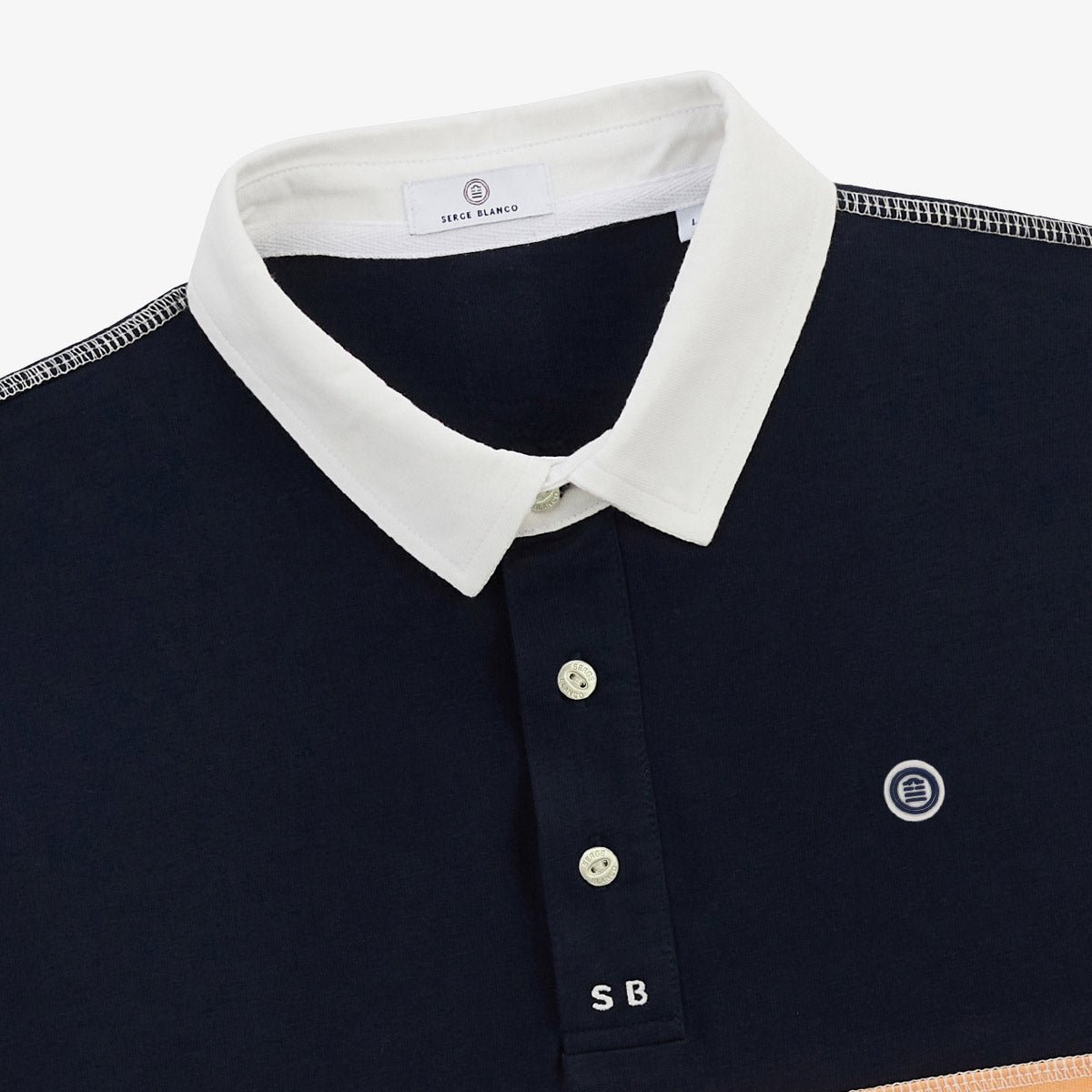 Polo manches courtes en jersey de coton coutures overlock SERGE BLANCO Bleu