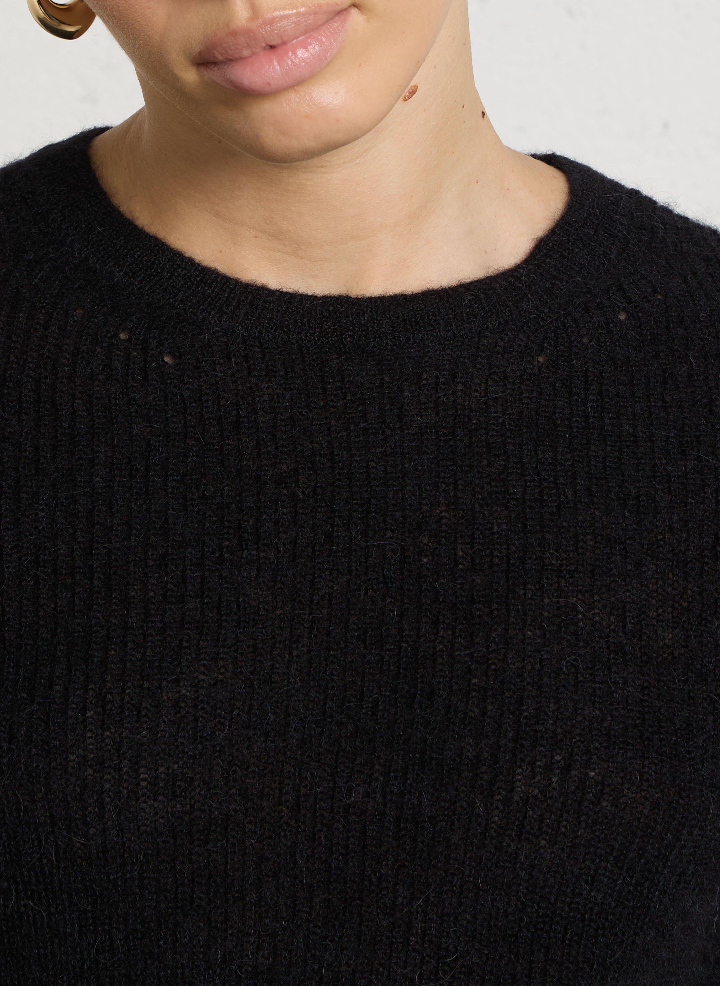 Oversize-Strickpullover mit Rundhalsausschnitt DES PETITS HAUTS Schwarz