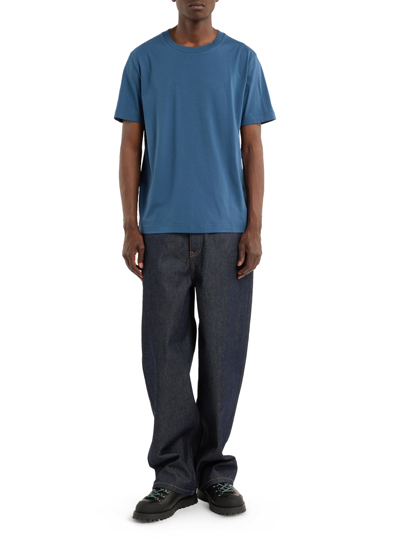 Round neck cotton baff-o T-shirt SAISON 1865 Blue