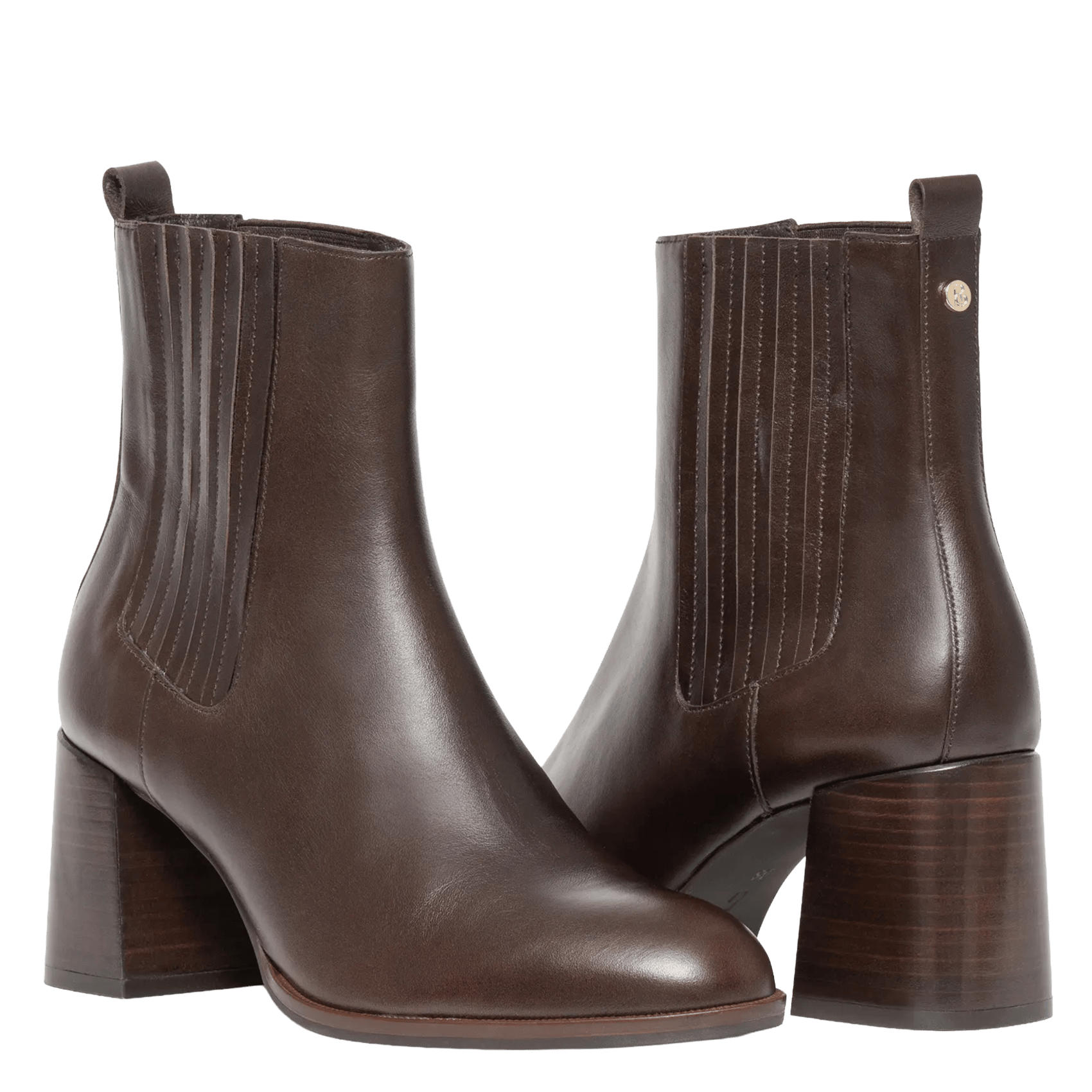 Plain high leather boots BOCAGE Brown