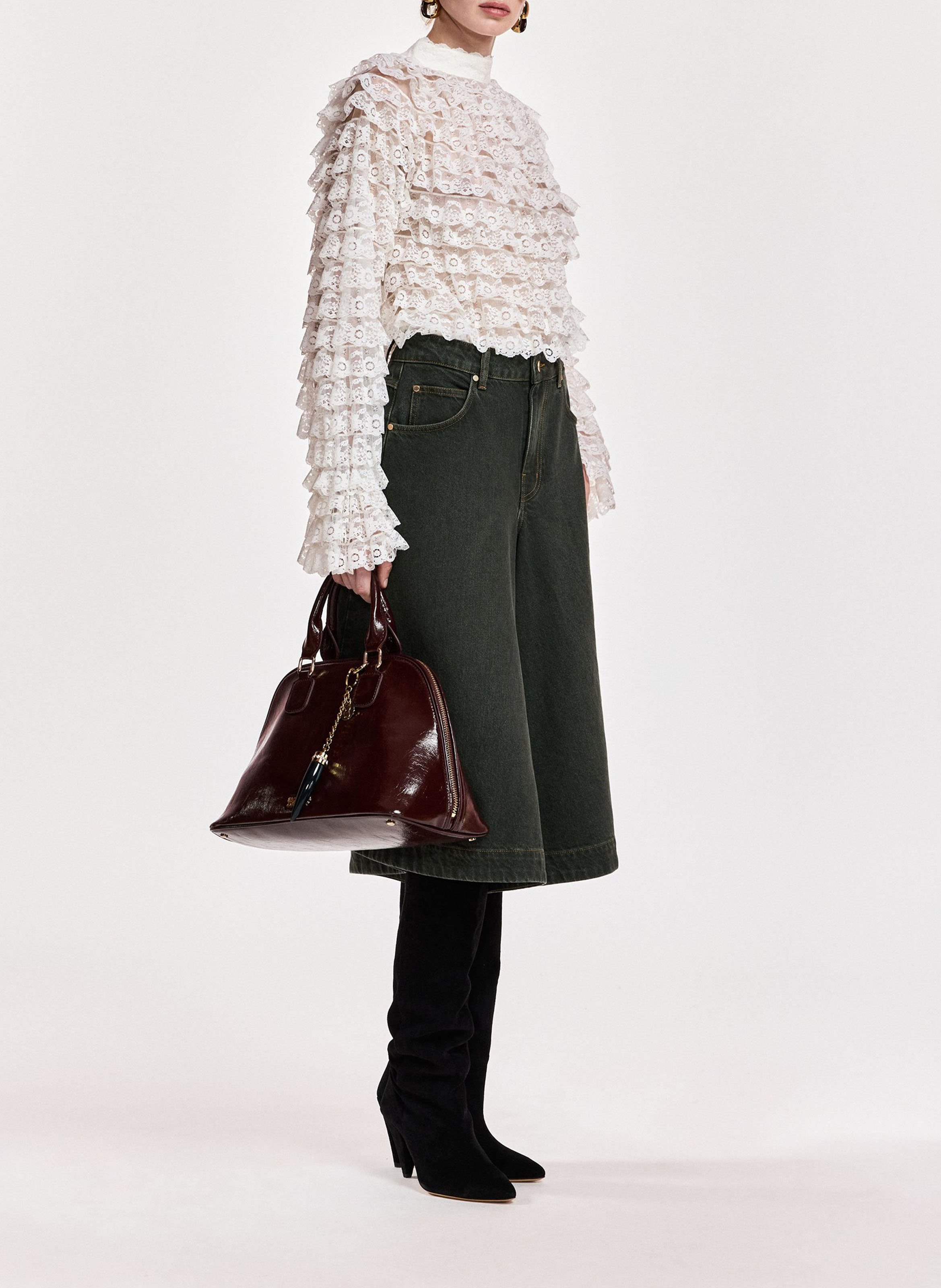 Blusa de cuello alto en encaje ESSENTIEL ANTWERP Blanco