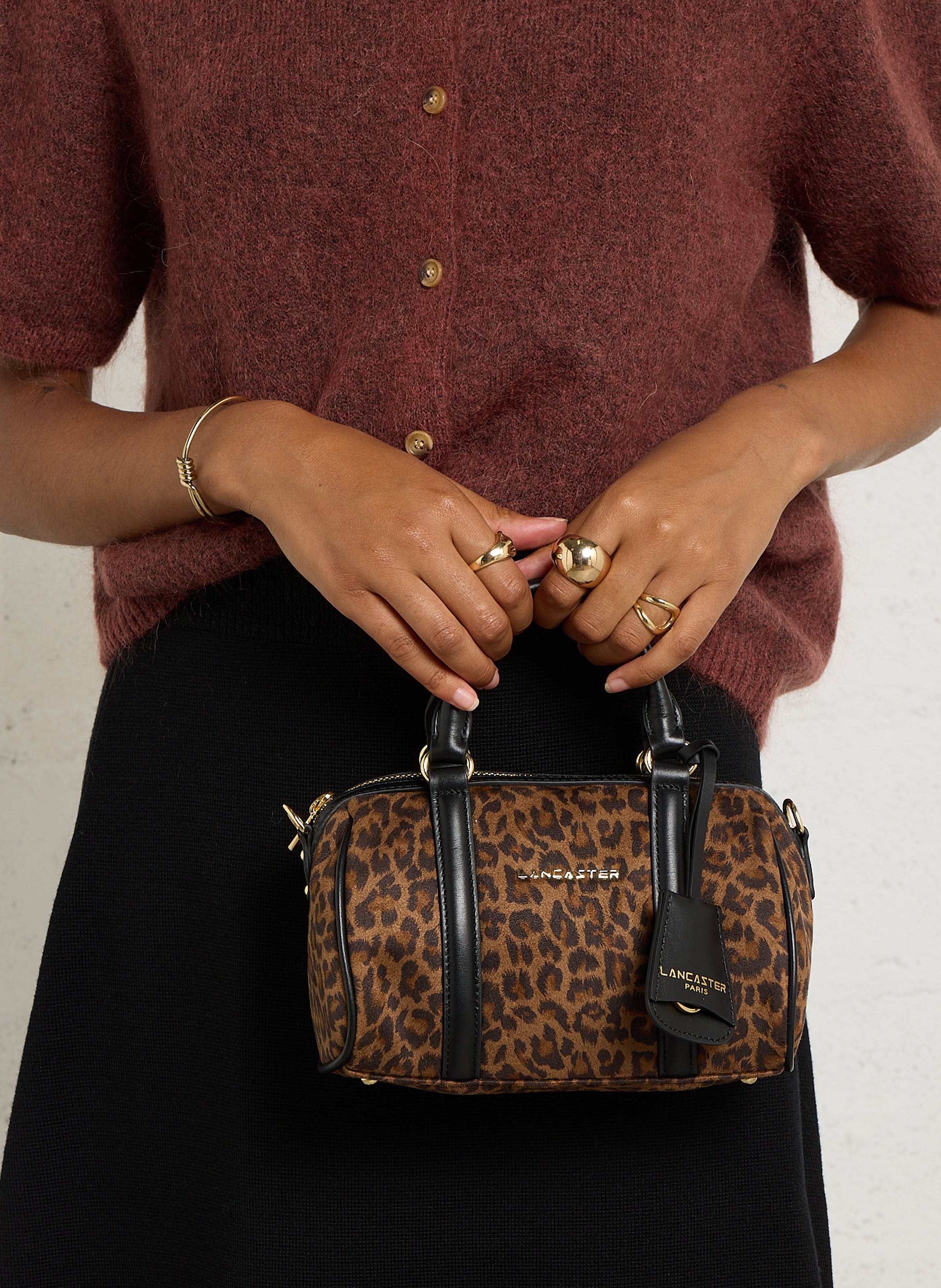 Duffeltas met koeienleerprint LANCASTER PARIS Bruin