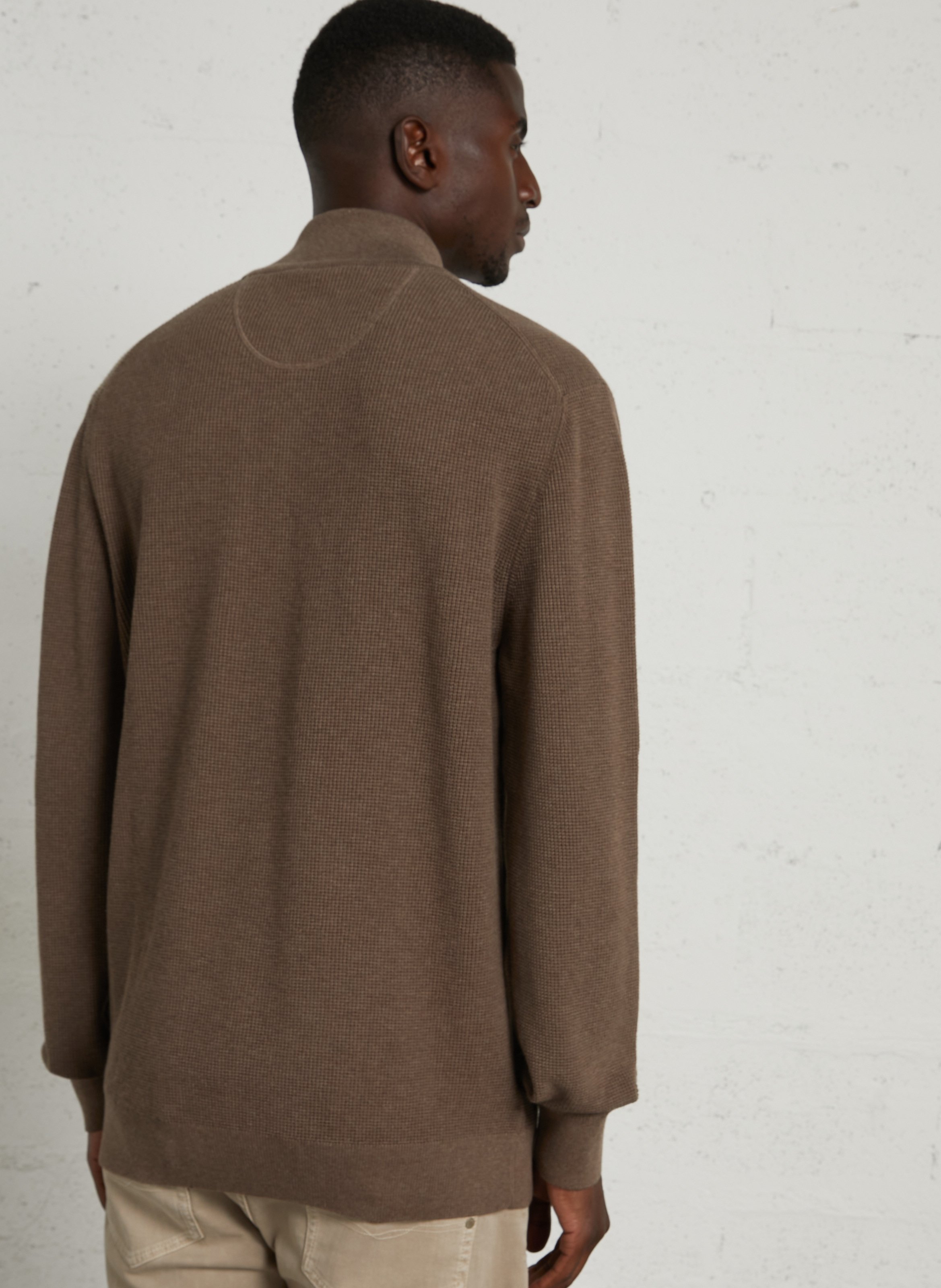 Pull col montant zippé uni GANT Marron