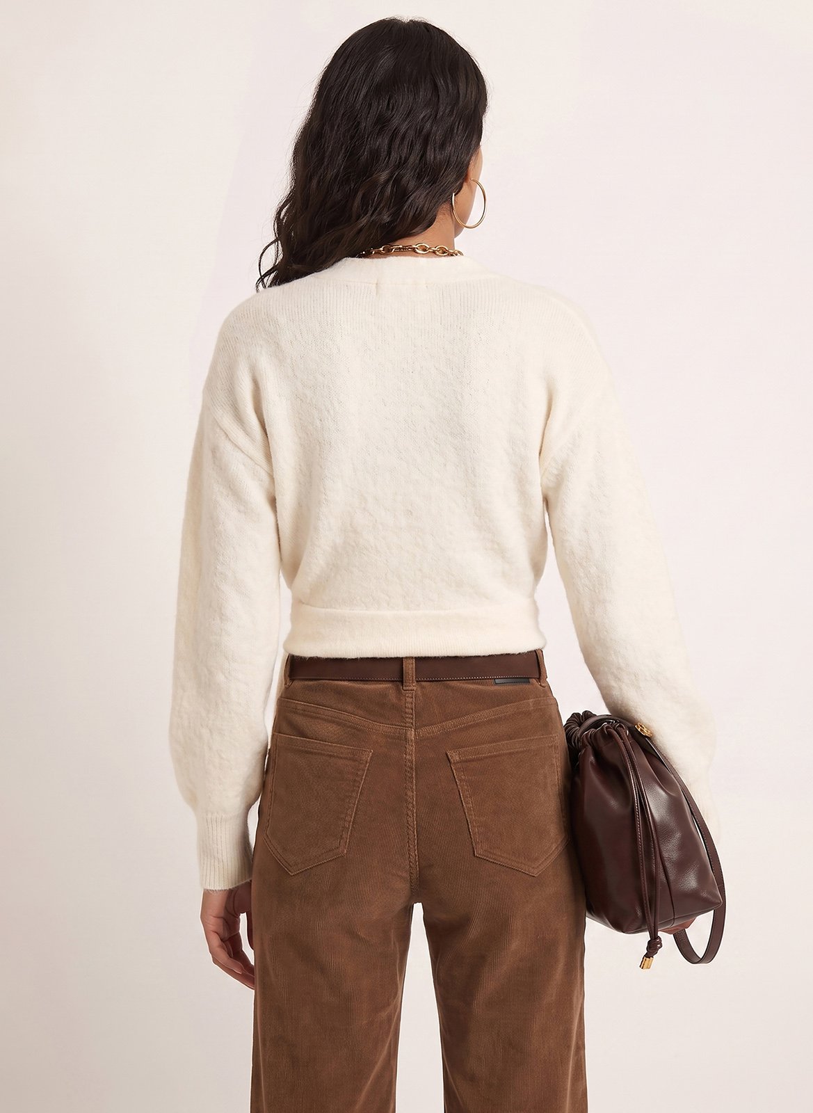 Fluffy V-neck wrap cardigan KOOKAI White