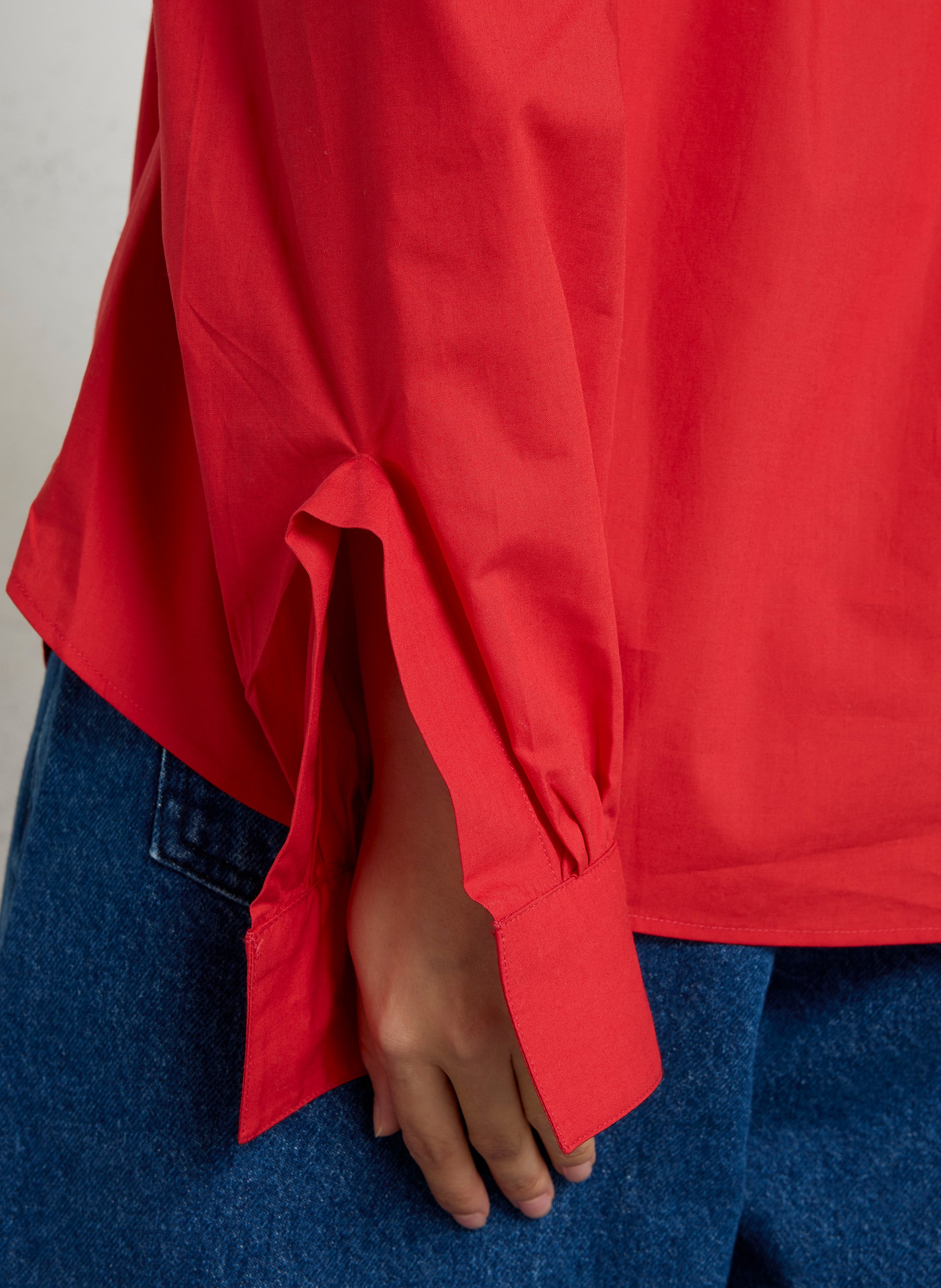 Blouse col tunisien unie LAURENCE BRAS Rouge