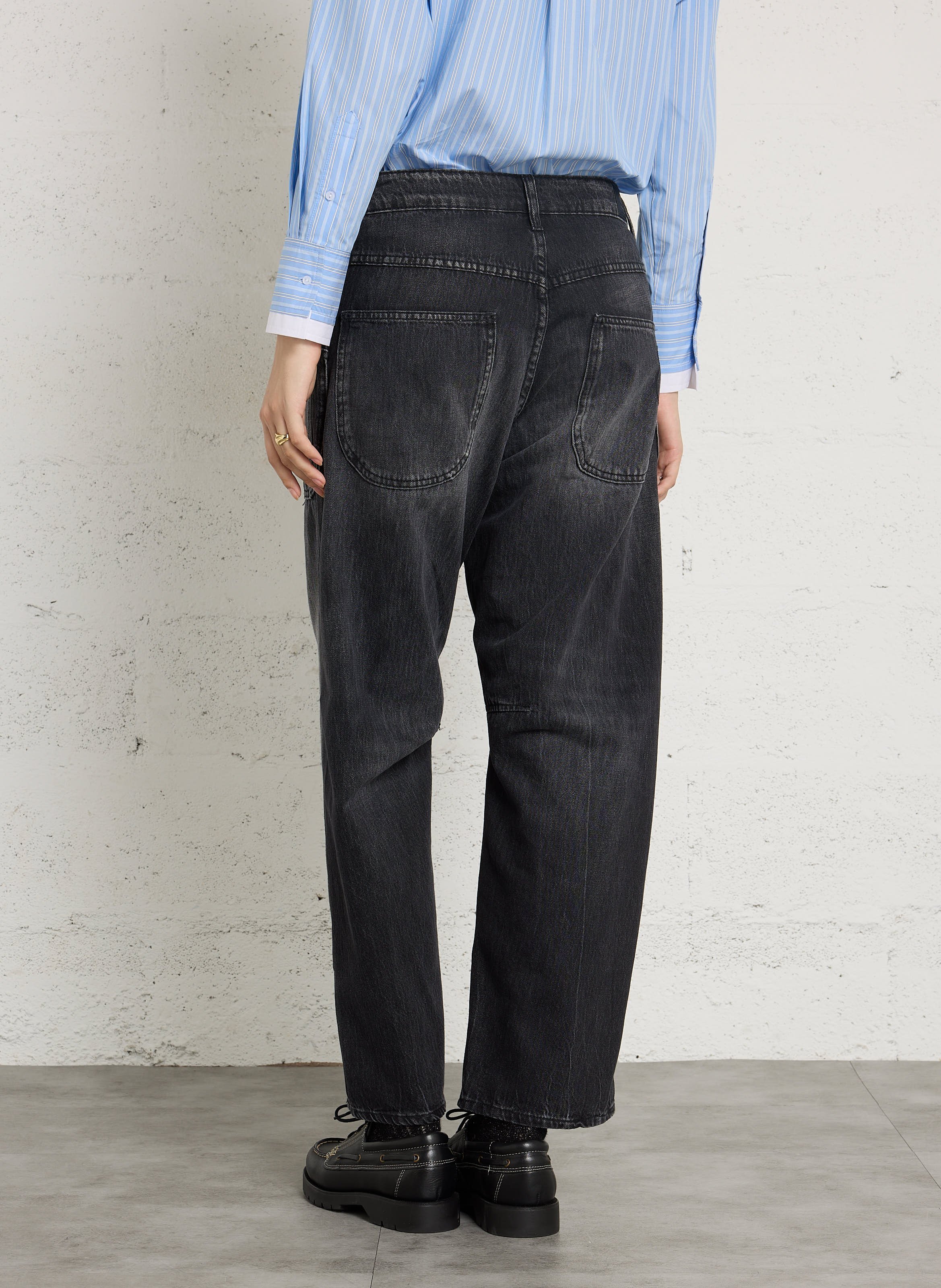 Weite Cropped-Jeans aus Baumwolle LE TEMPS DES CERISES Schwarz