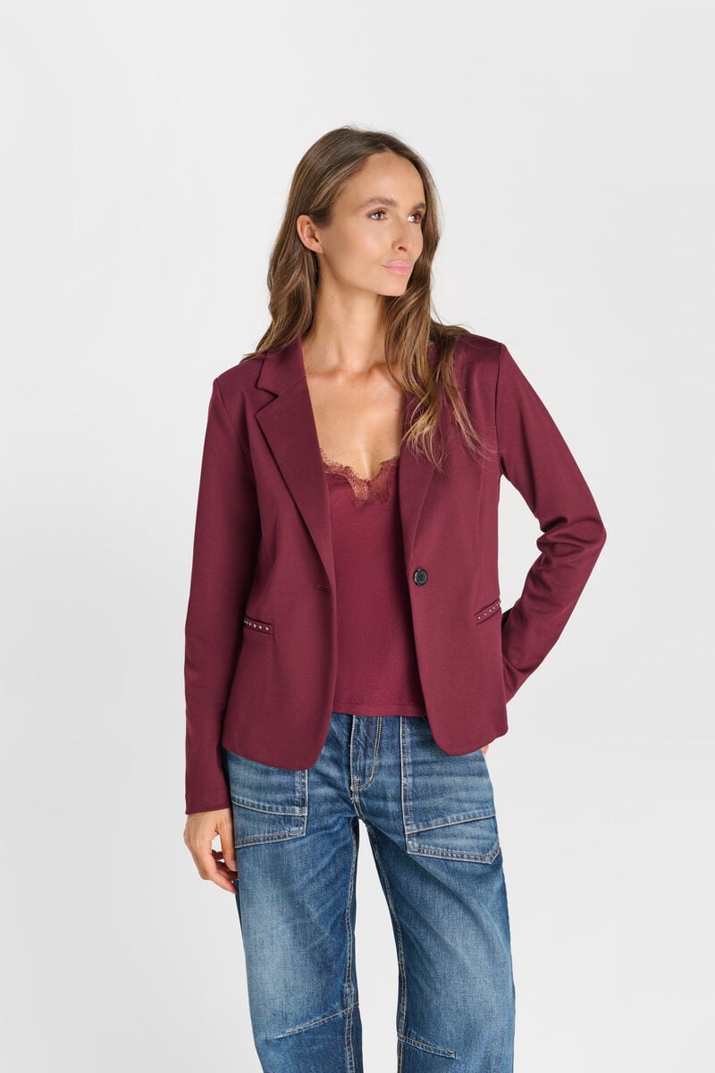 Buttoned suit collar jacket LE TEMPS DES CERISES Red