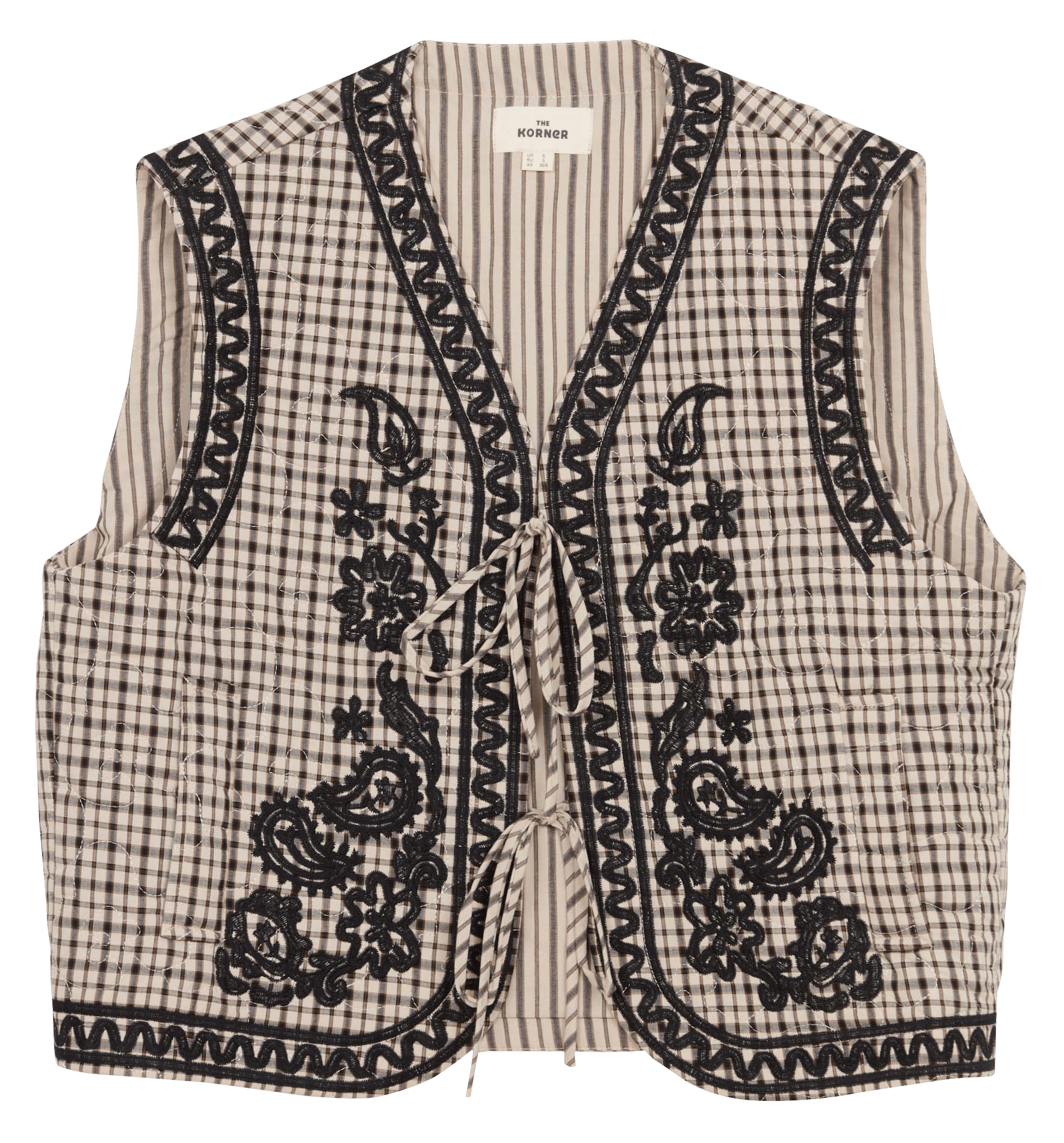 Recht geruit vest van geborduurd katoenmix THE KORNER Beige