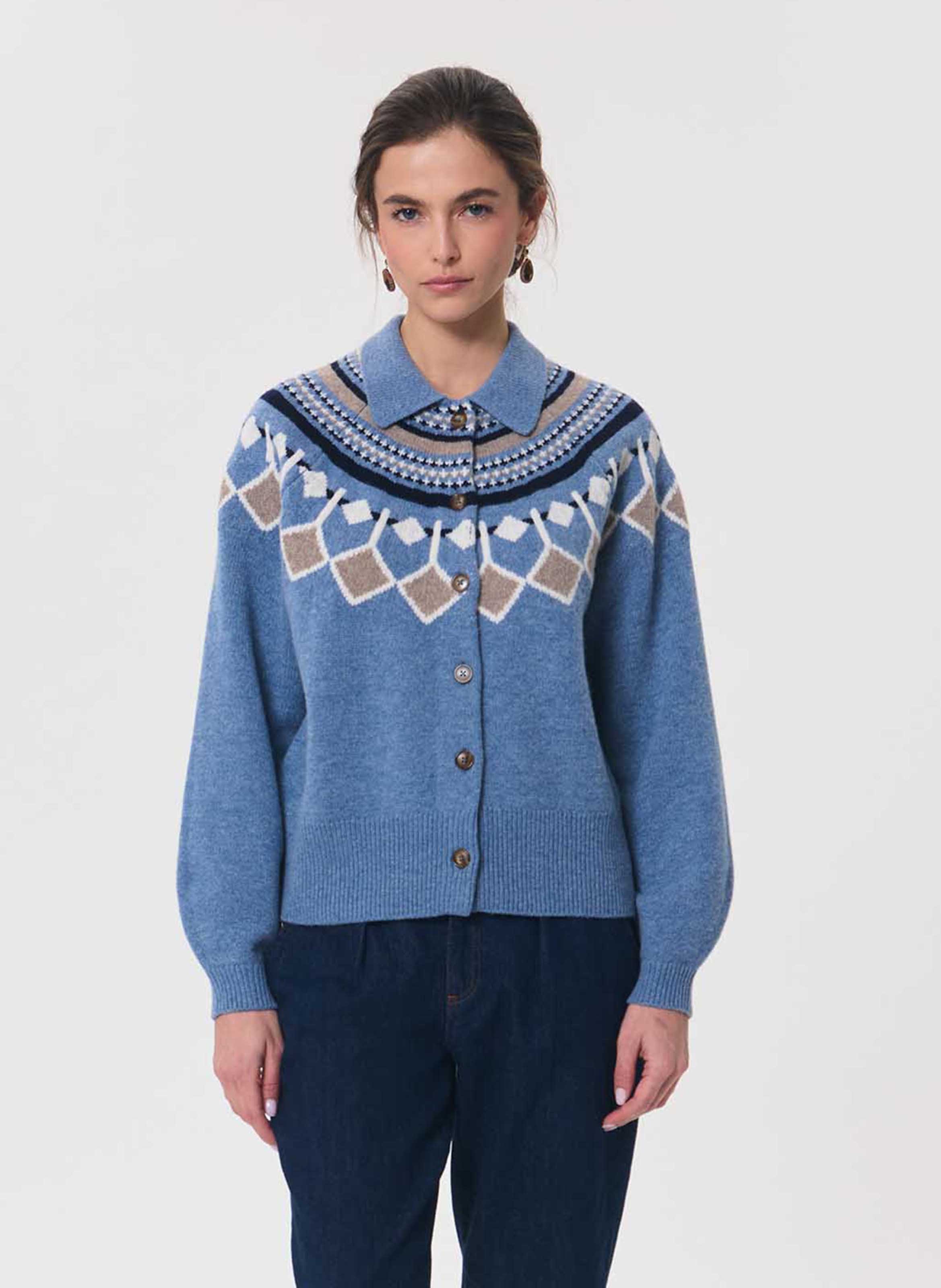Oversized printed wool cardigan TARA JARMON Blue