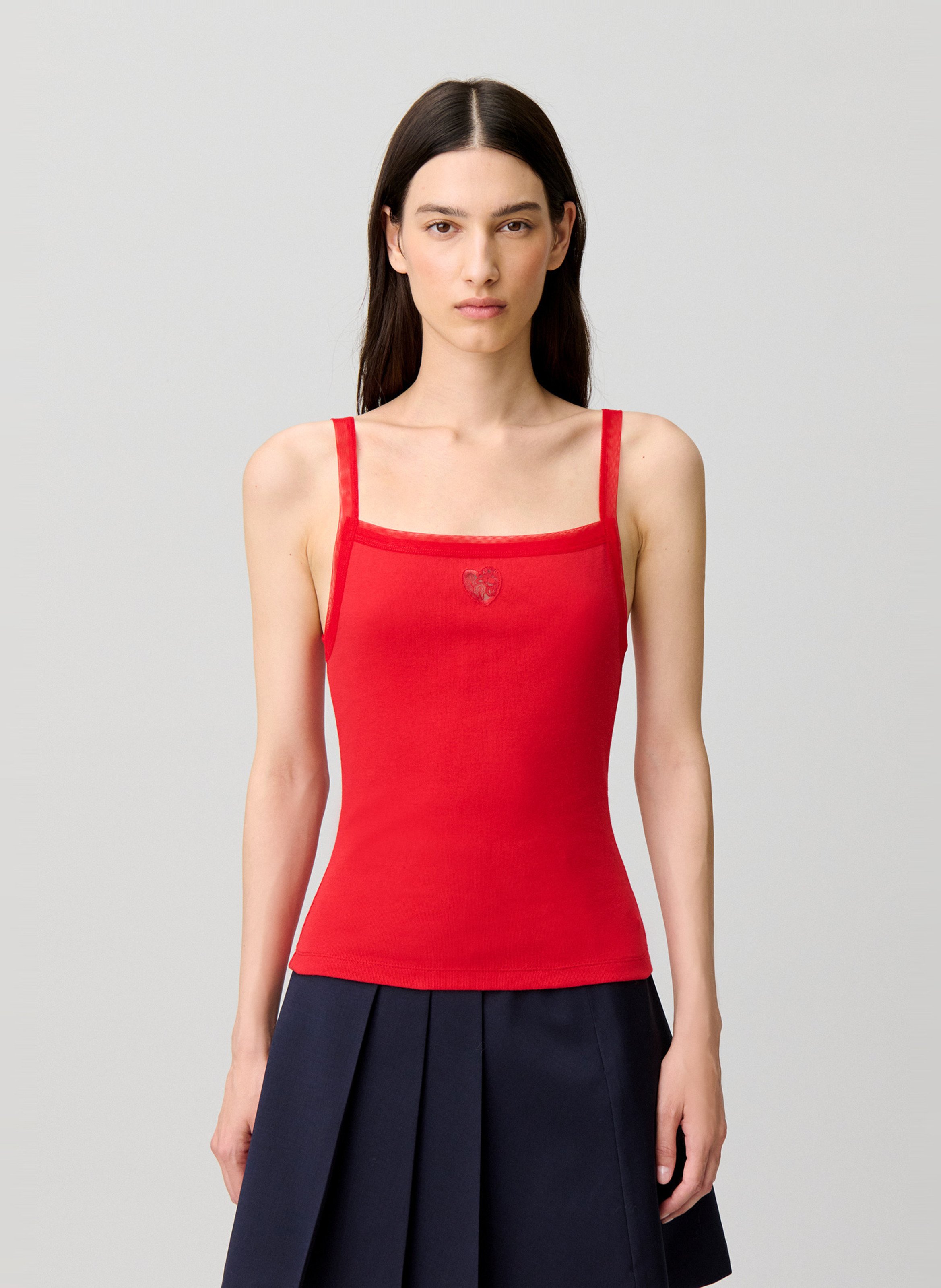 Débardeur moulant en coton CLAUDIE PIERLOT Rouge