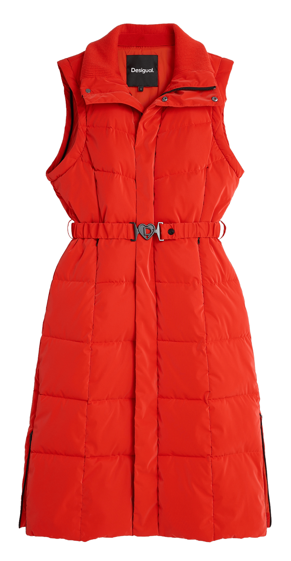 Langer Steppmantel mit Stehkragen und Kapuze DESIGUAL Orange