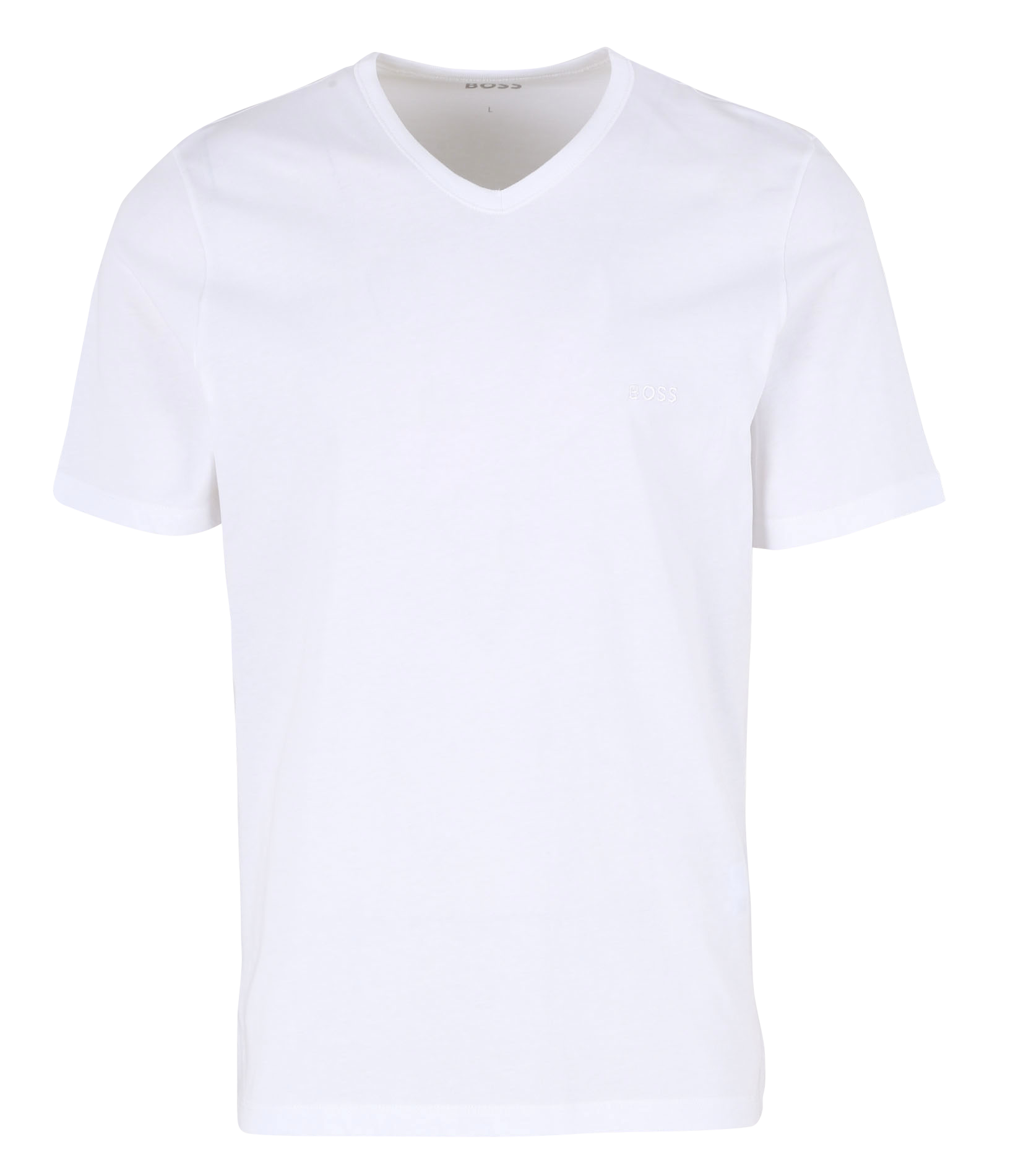 Pack of 3 cotton embroidered V-neck T-shirts BOSS White