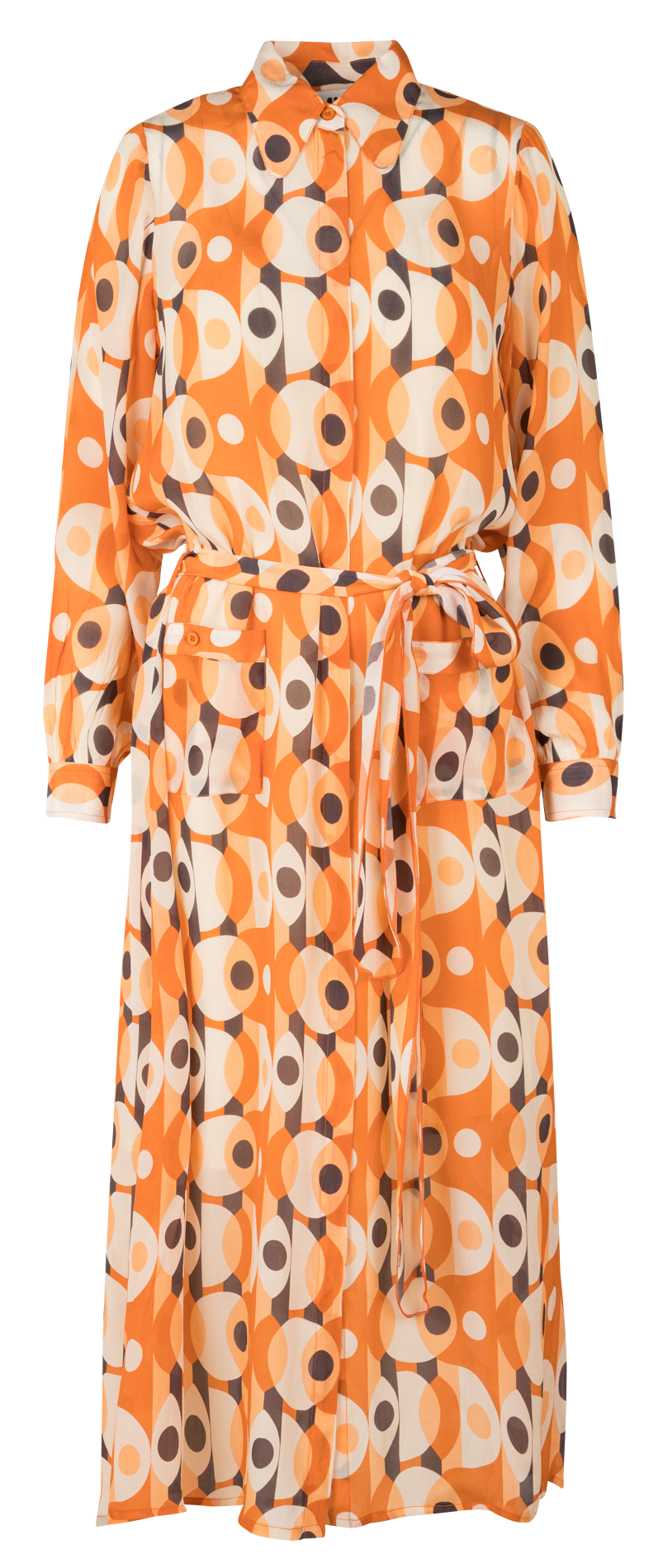 Robe longue col classique imprimée  SWILDENS Beige