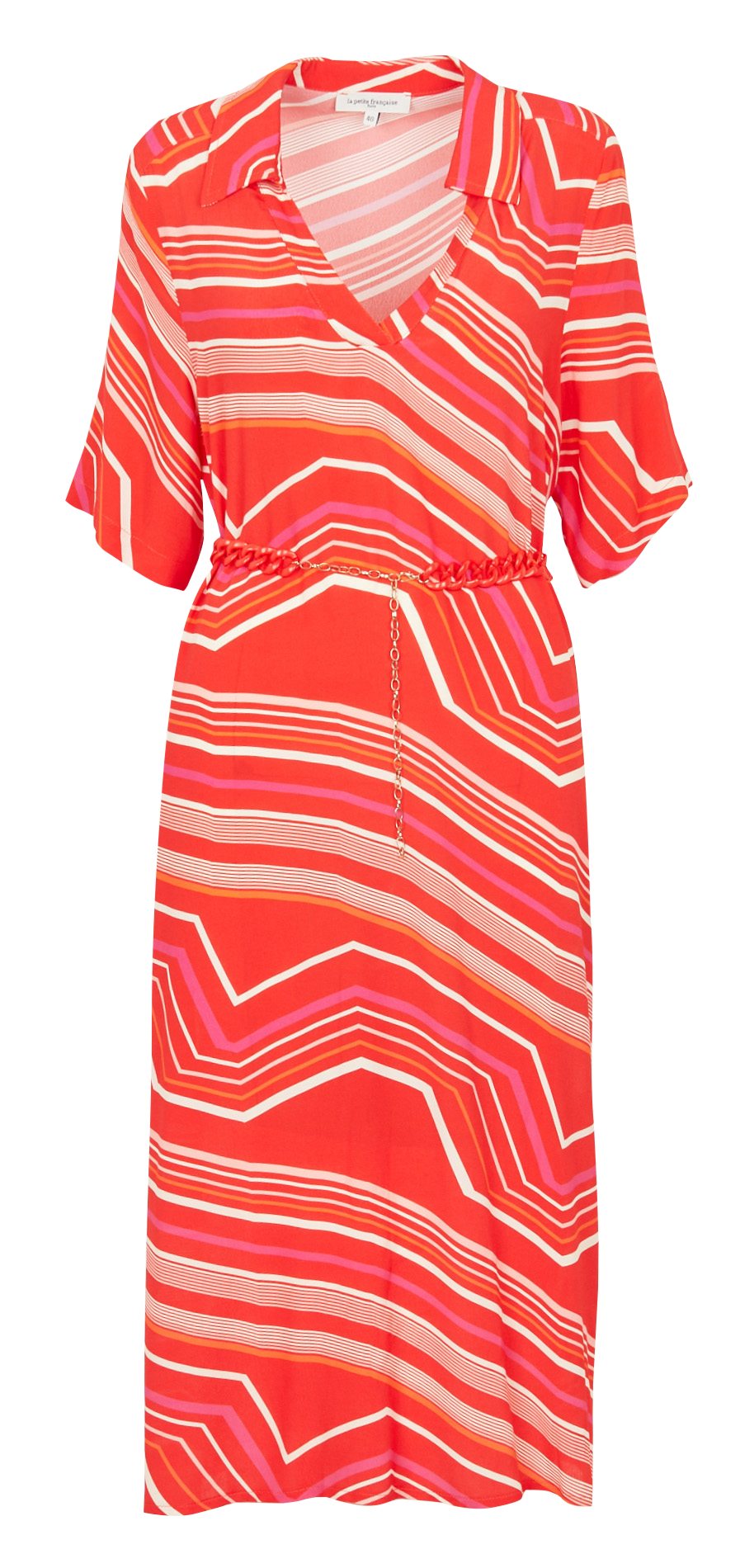 Robe col ouvert imprimée  LA PETITE FRANCAISE Rouge