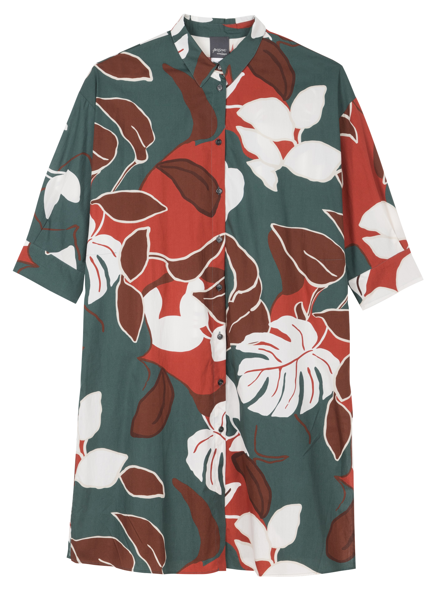 Weites Midi-Hemdkleid aus bedruckter Baumwolle PERSONA by Marina Rinaldi Grun