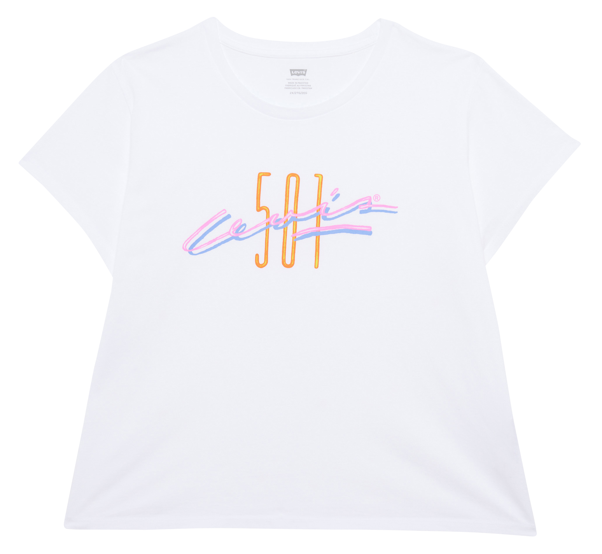 Tee-shirt col rond sérigraphié en coton LEVI'S Blanc