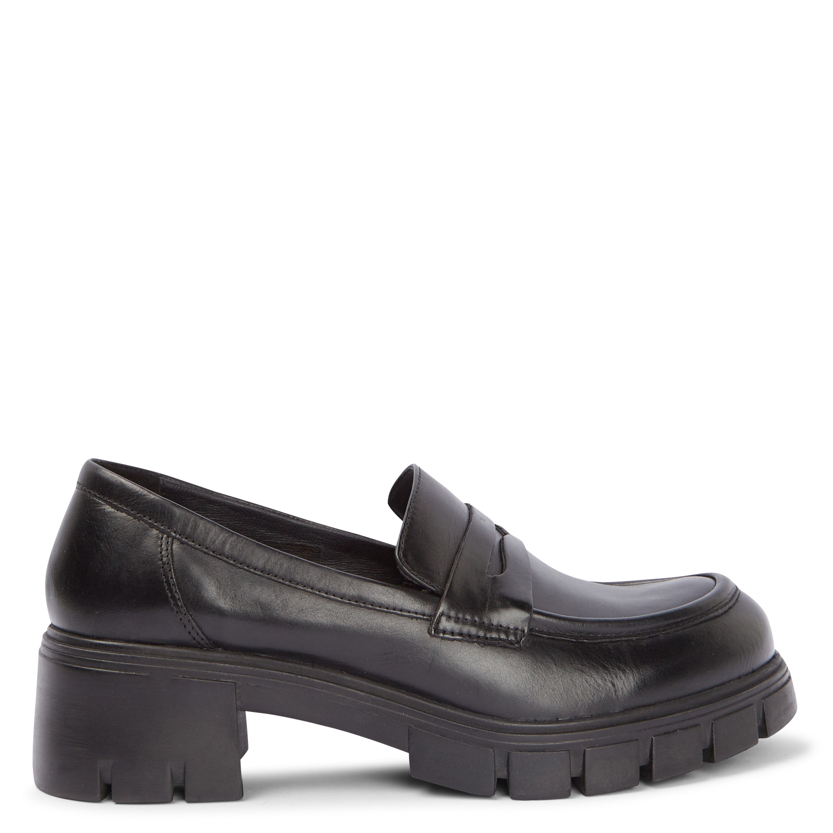 Heeled leather notched loafers JONAK Black