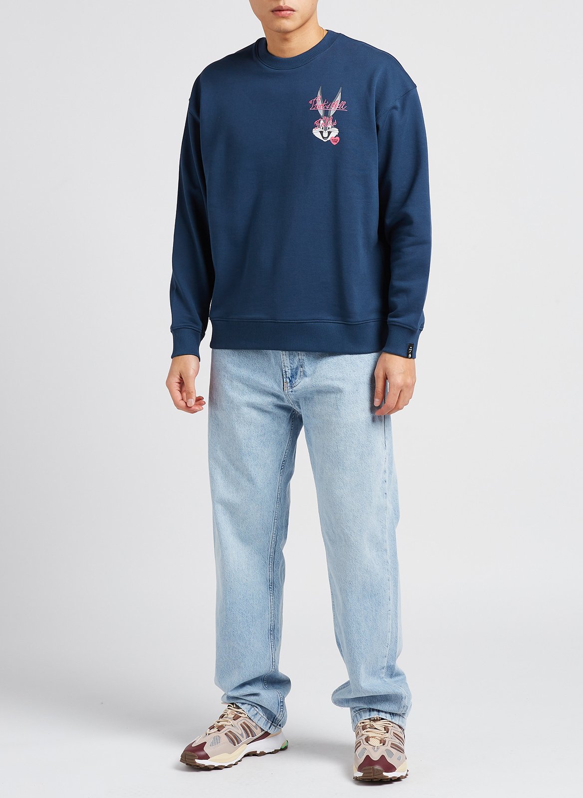 Regular-fit sweater van biokatoen met ronde hals en borduursel | Scotch & Soda x Looney Tunes SCOTCH AND SODA Blauw