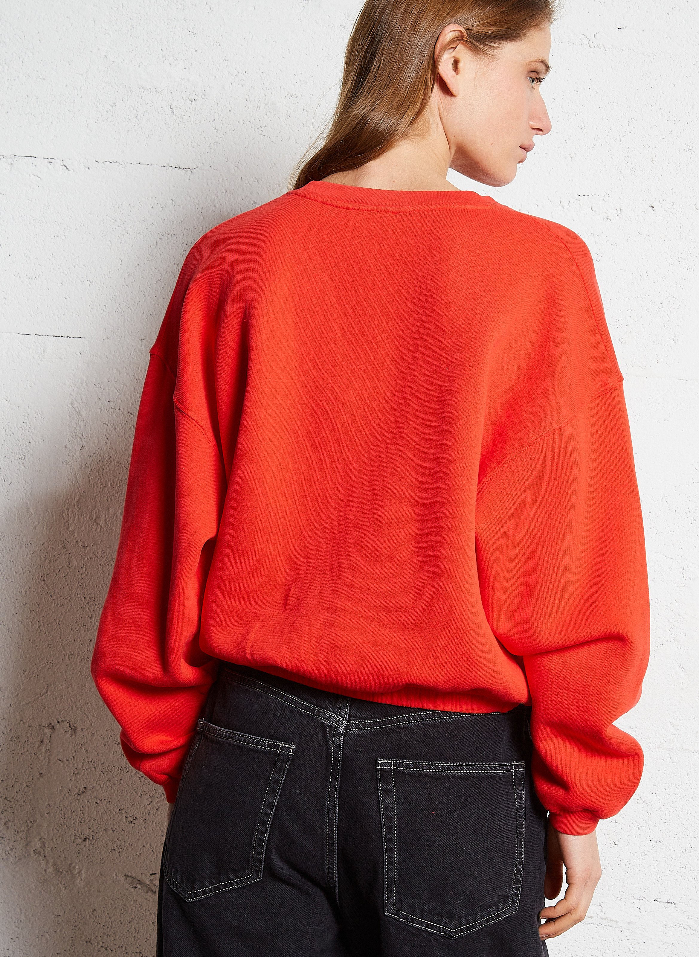 Sweat court col rond en coton mélangé  AMERICAN VINTAGE Rouge