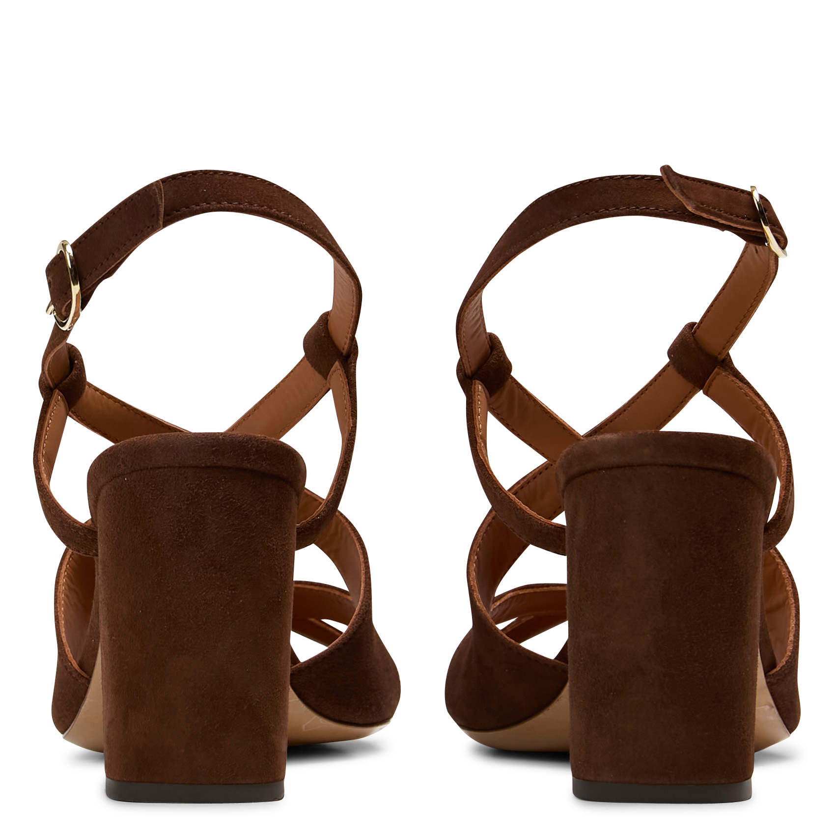 Sandales à talon en cuir velours RIVECOUR Marron