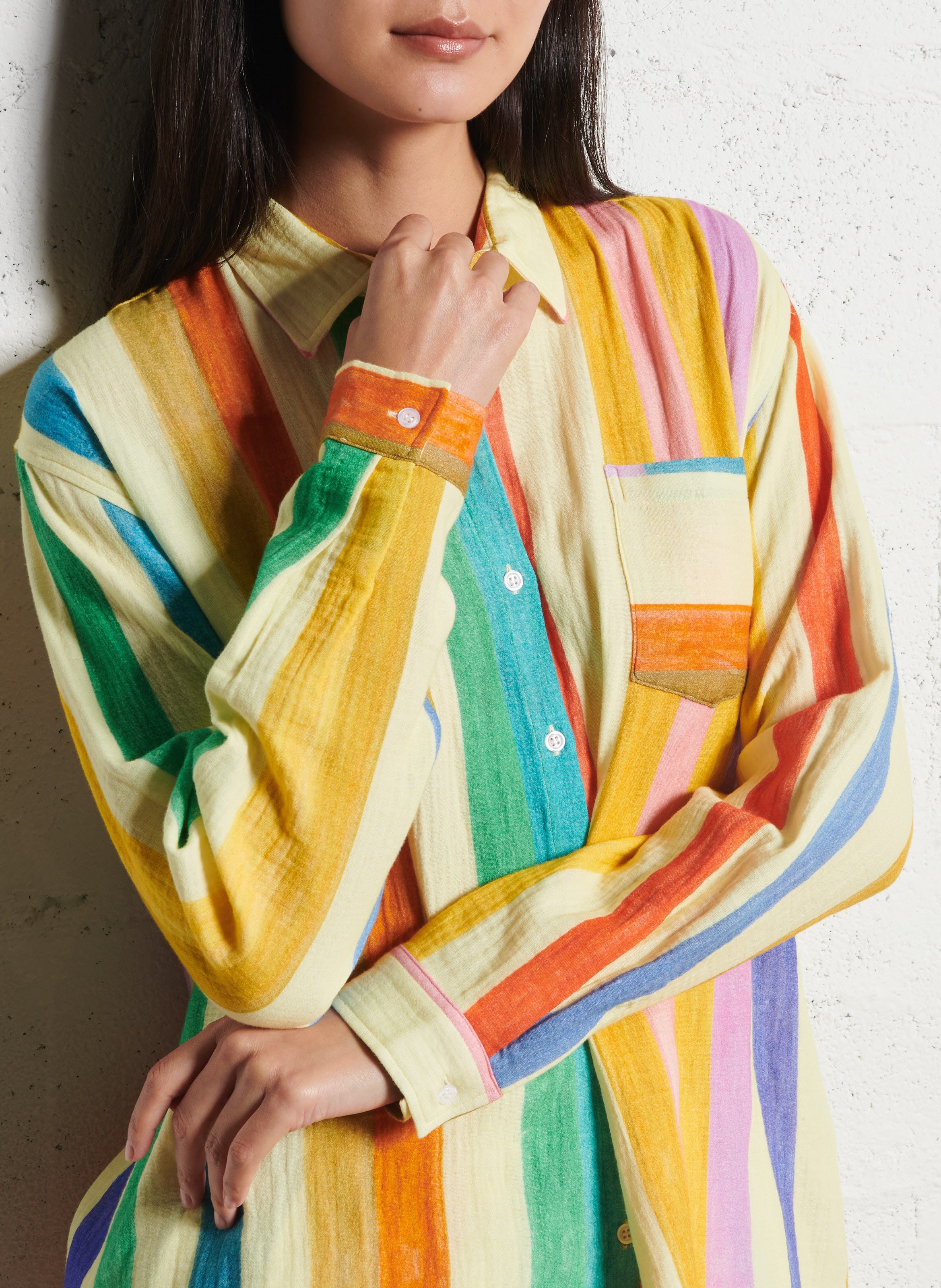 Classic-collar printed cotton shirt G.KERO Multicolored