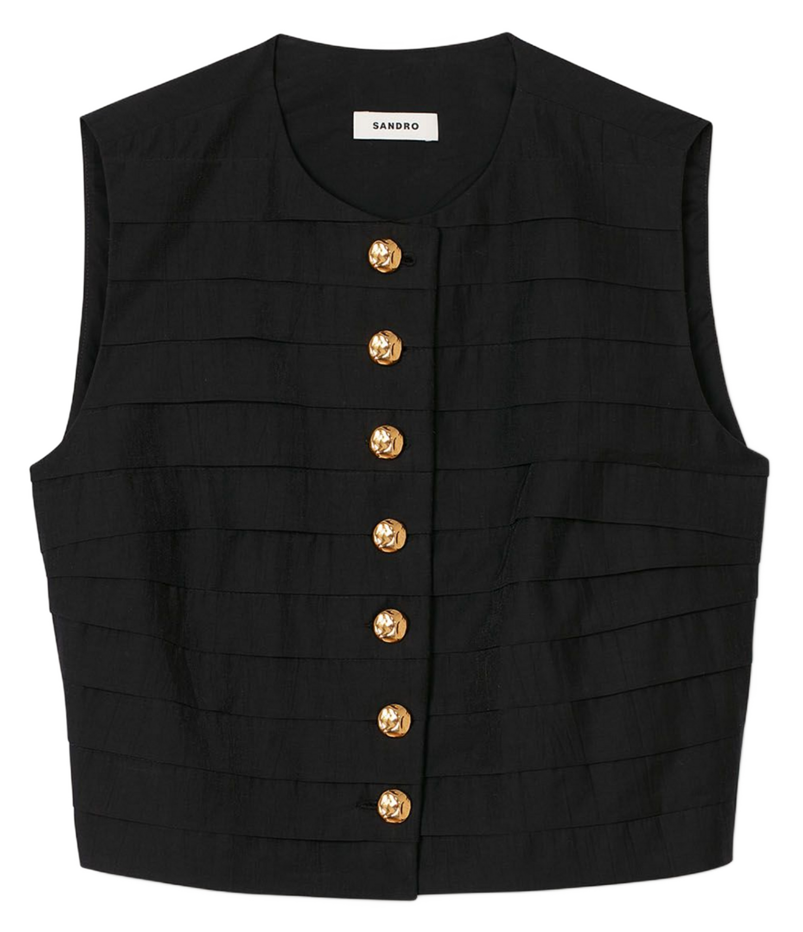 Korte rechte top van gemengd katoen SANDRO Zwart