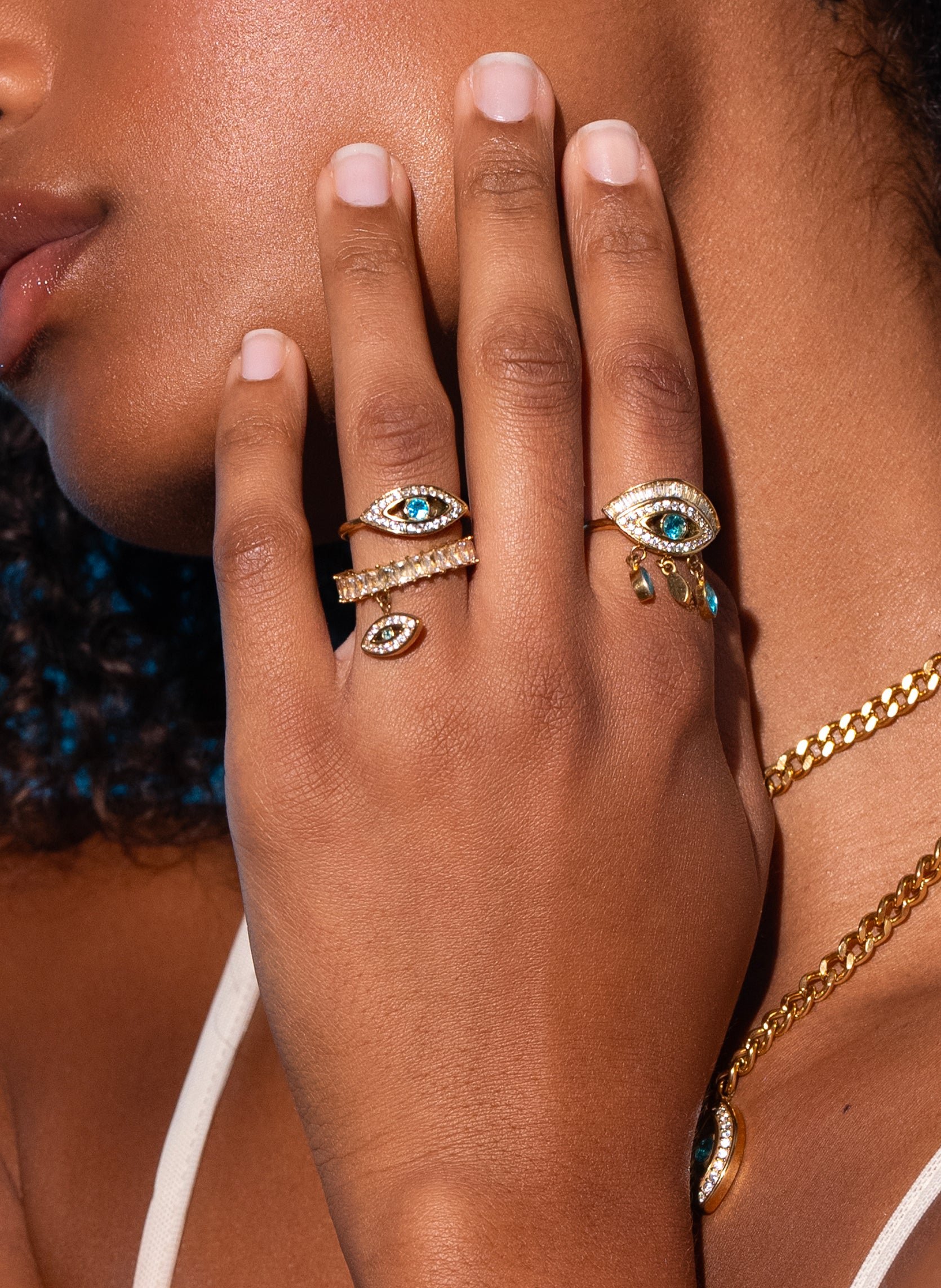 Thin Nefertari ring Blue