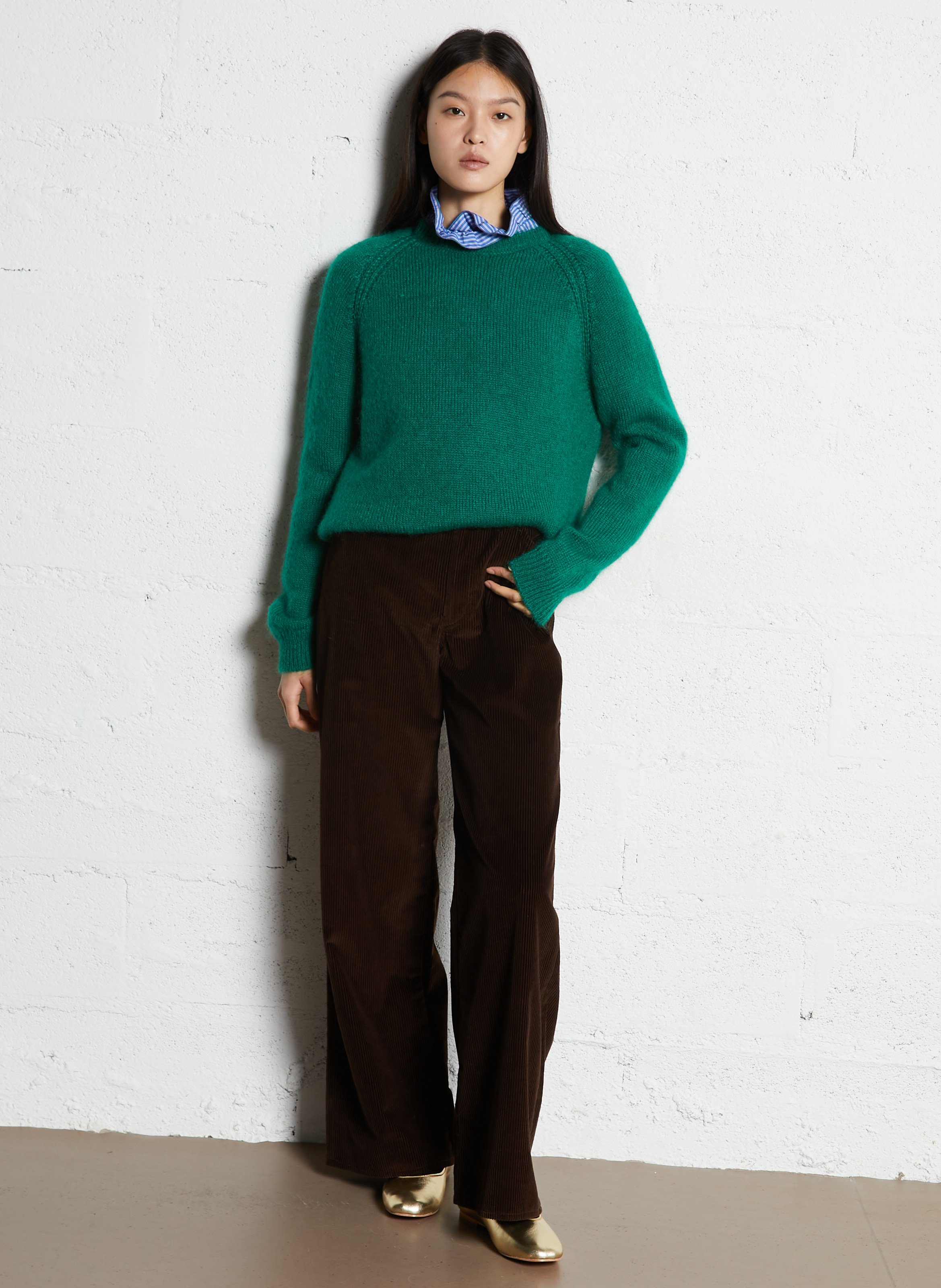 Rechte trui van gemengde mohair SUZIE WINKLE Groen